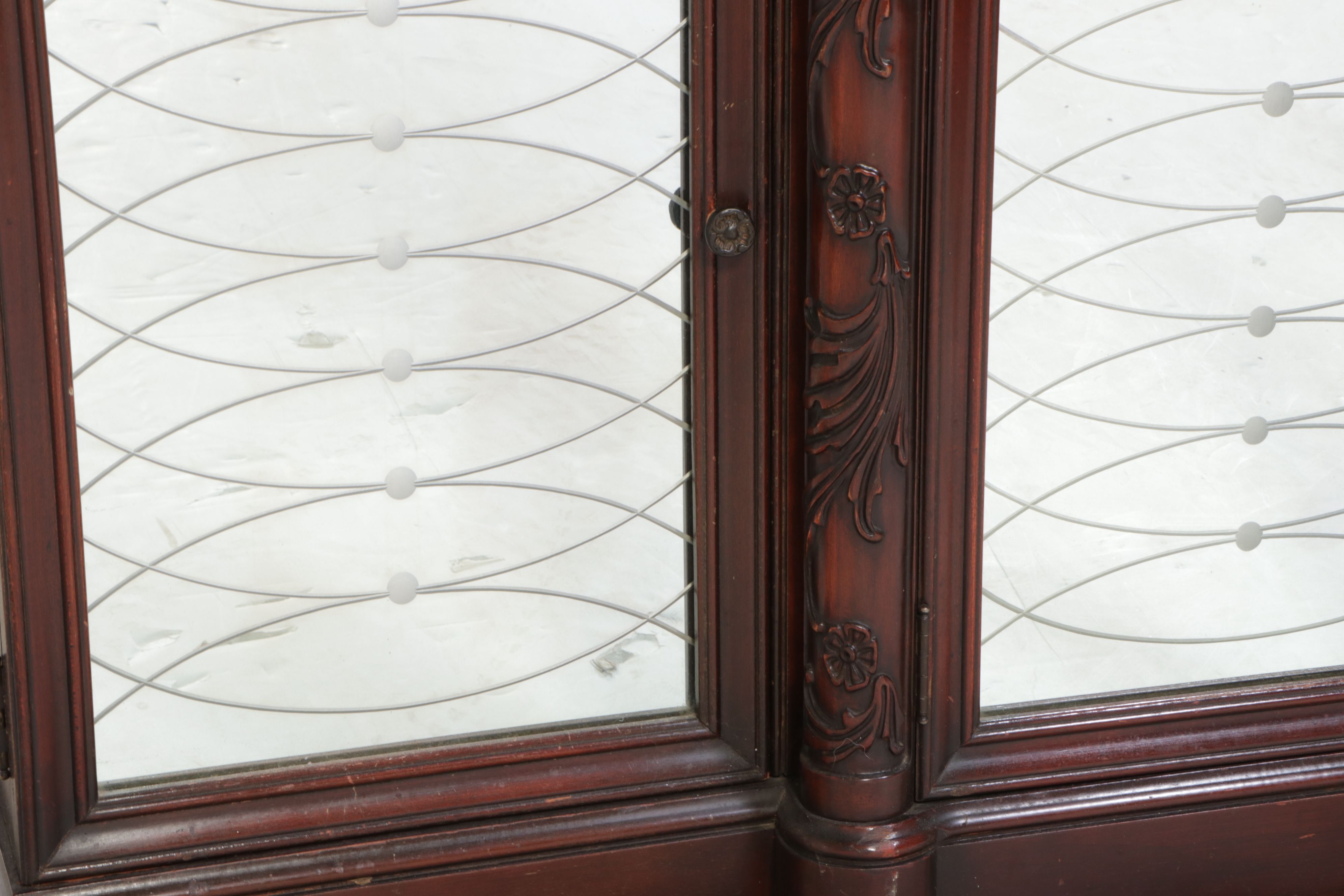 Edwardian Style Mahogany and Etched Glass Credenza, Early to Mid-20th Century