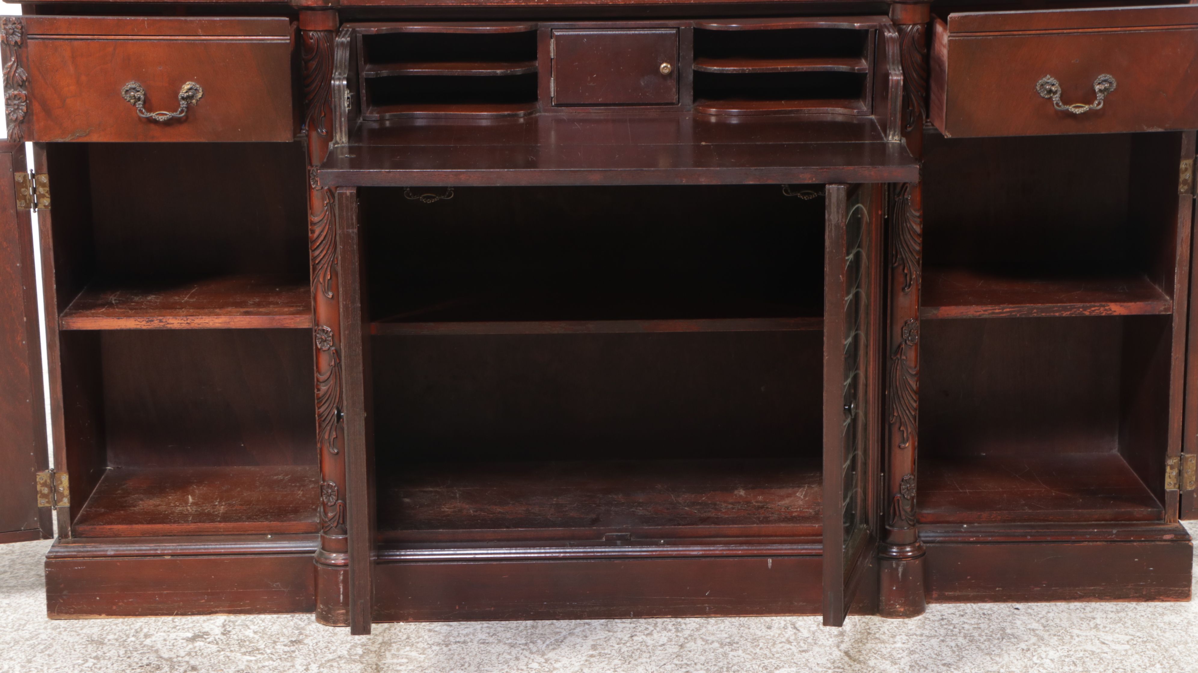Edwardian Style Mahogany and Etched Glass Credenza, Early to Mid-20th Century