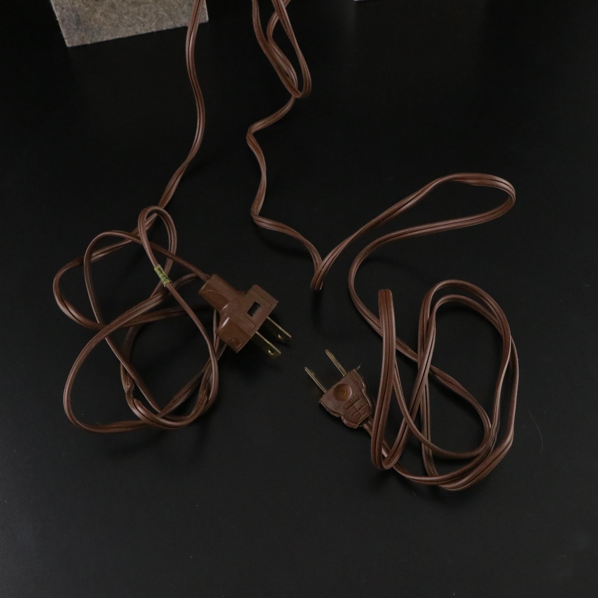 Pair of Milk Glass Dresser Lamps on Marble Bases, Mid to Late 20th Century