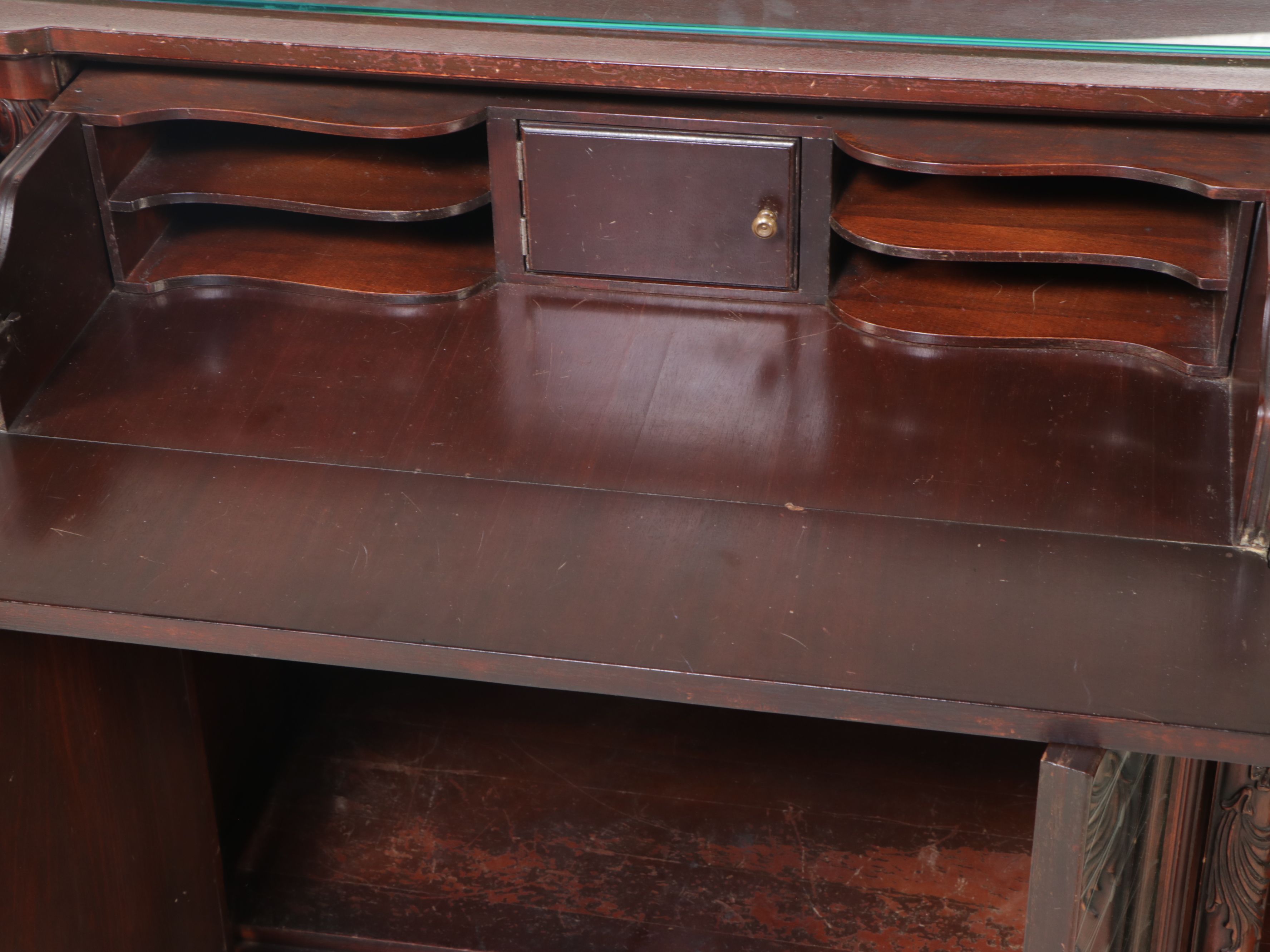 Edwardian Style Mahogany and Etched Glass Credenza, Early to Mid-20th Century