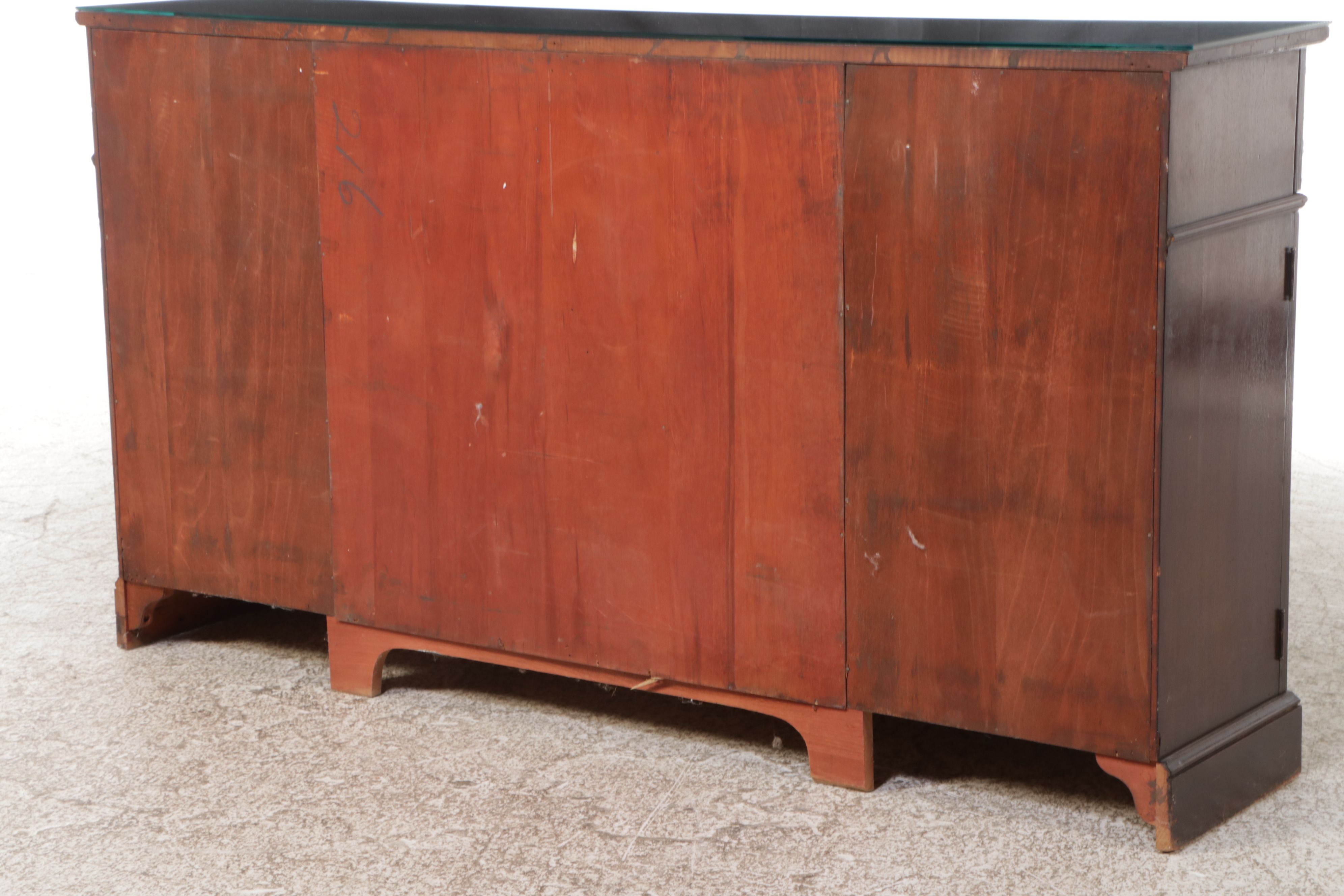 Edwardian Style Mahogany and Etched Glass Credenza, Early to Mid-20th Century