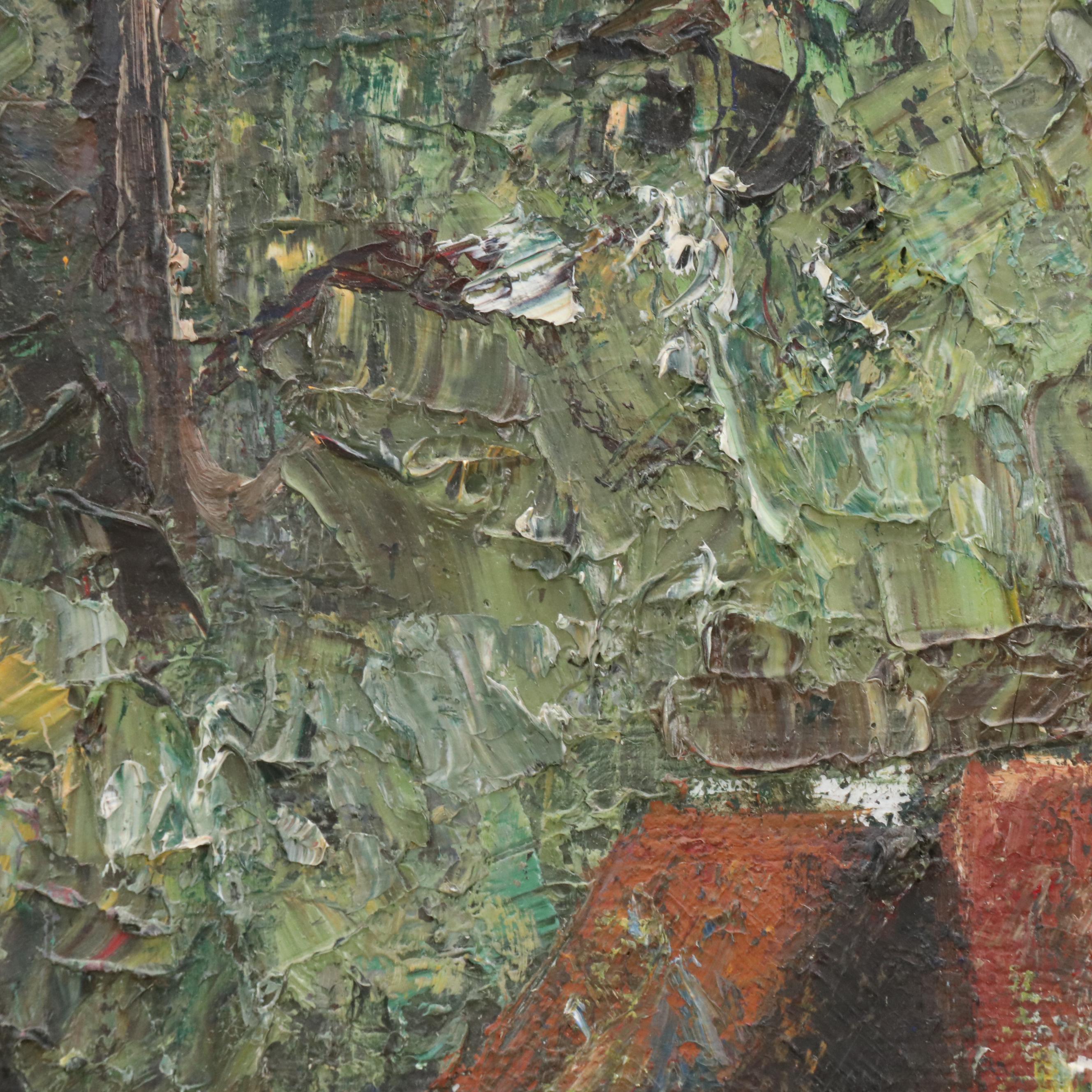 Marilyn Cramer Modern Dock Scene Oil Painting, Mid-Late 20th Century