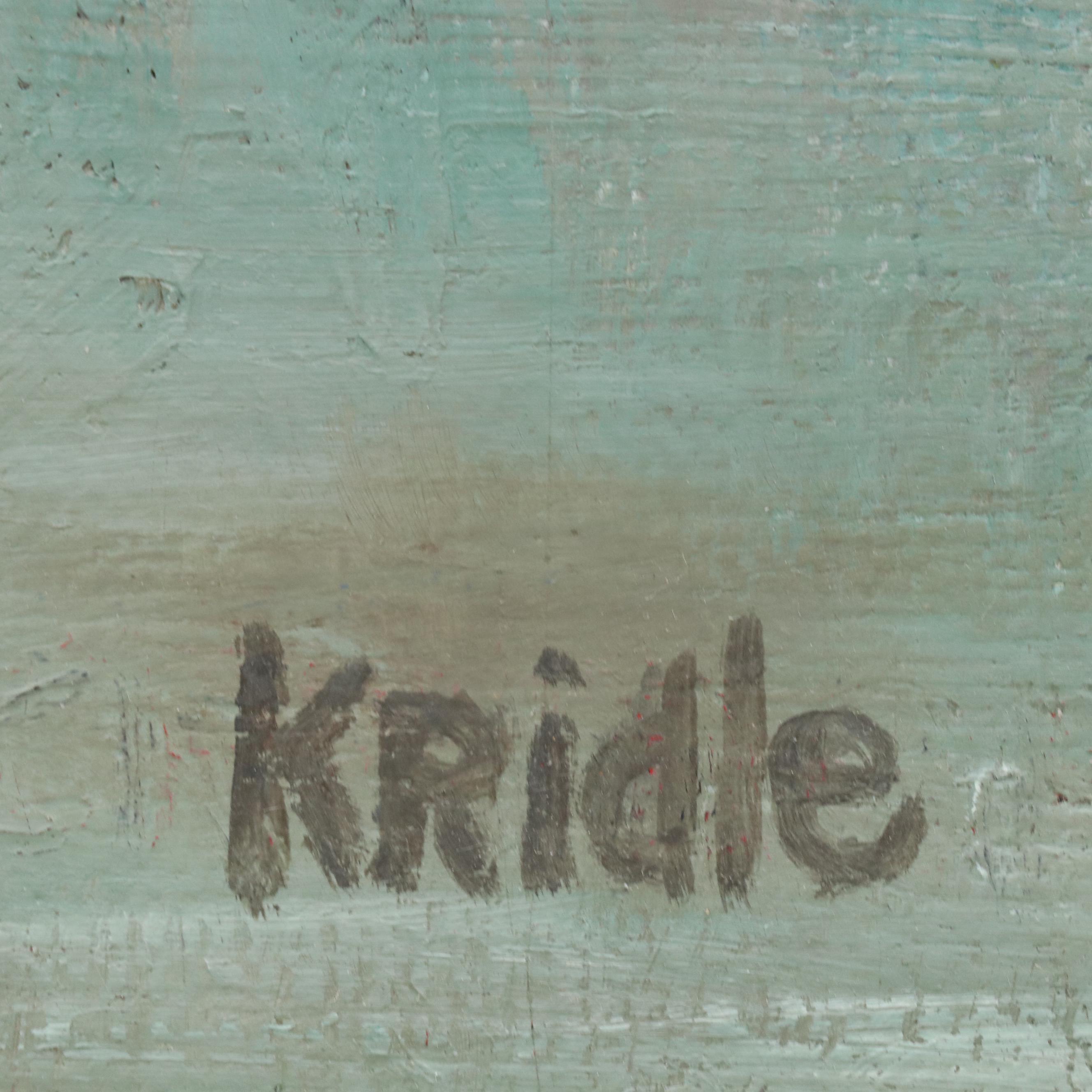 Marilyn Cramer Modern Dock Scene Oil Painting, Mid-Late 20th Century