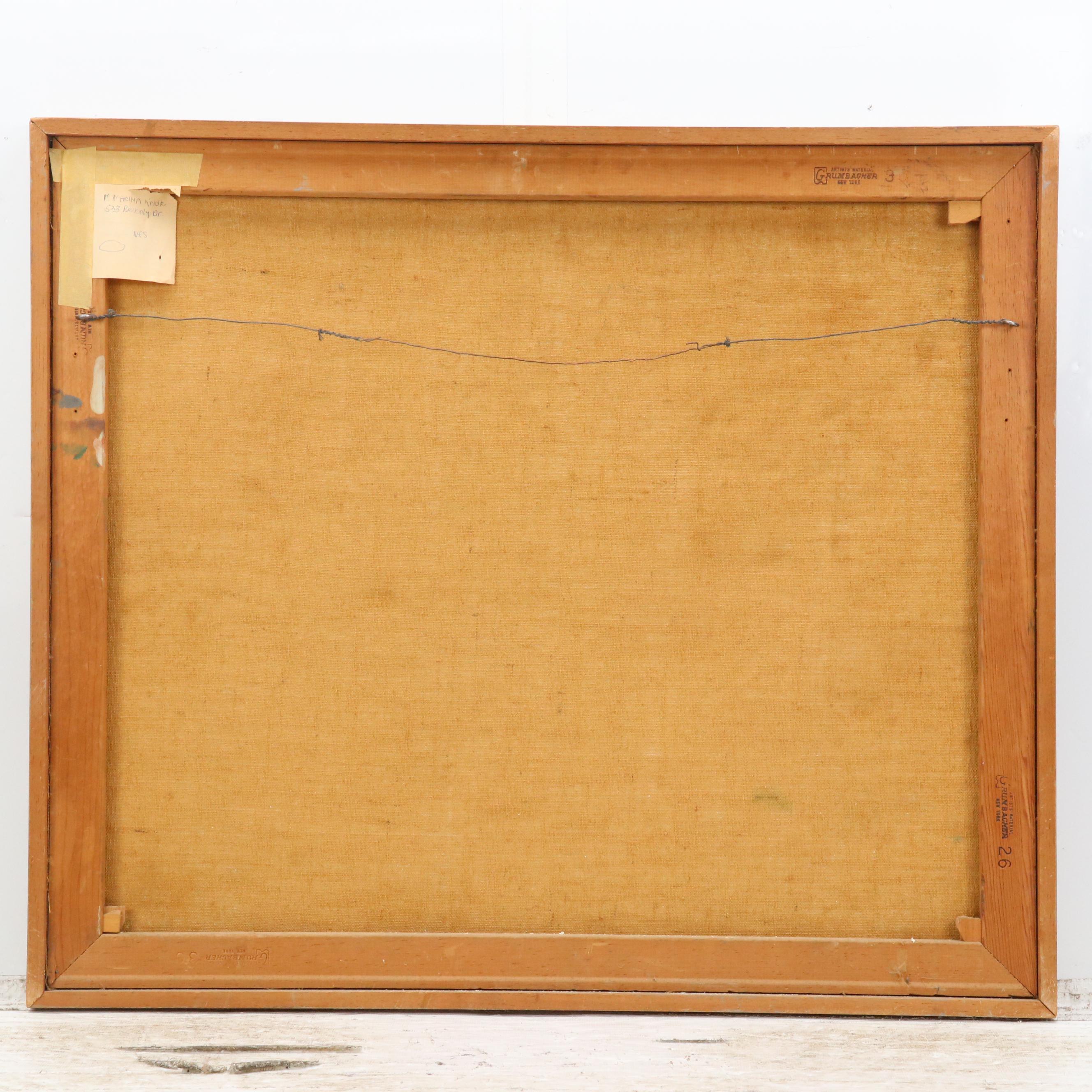 Marilyn Cramer Modern Dock Scene Oil Painting, Mid-Late 20th Century