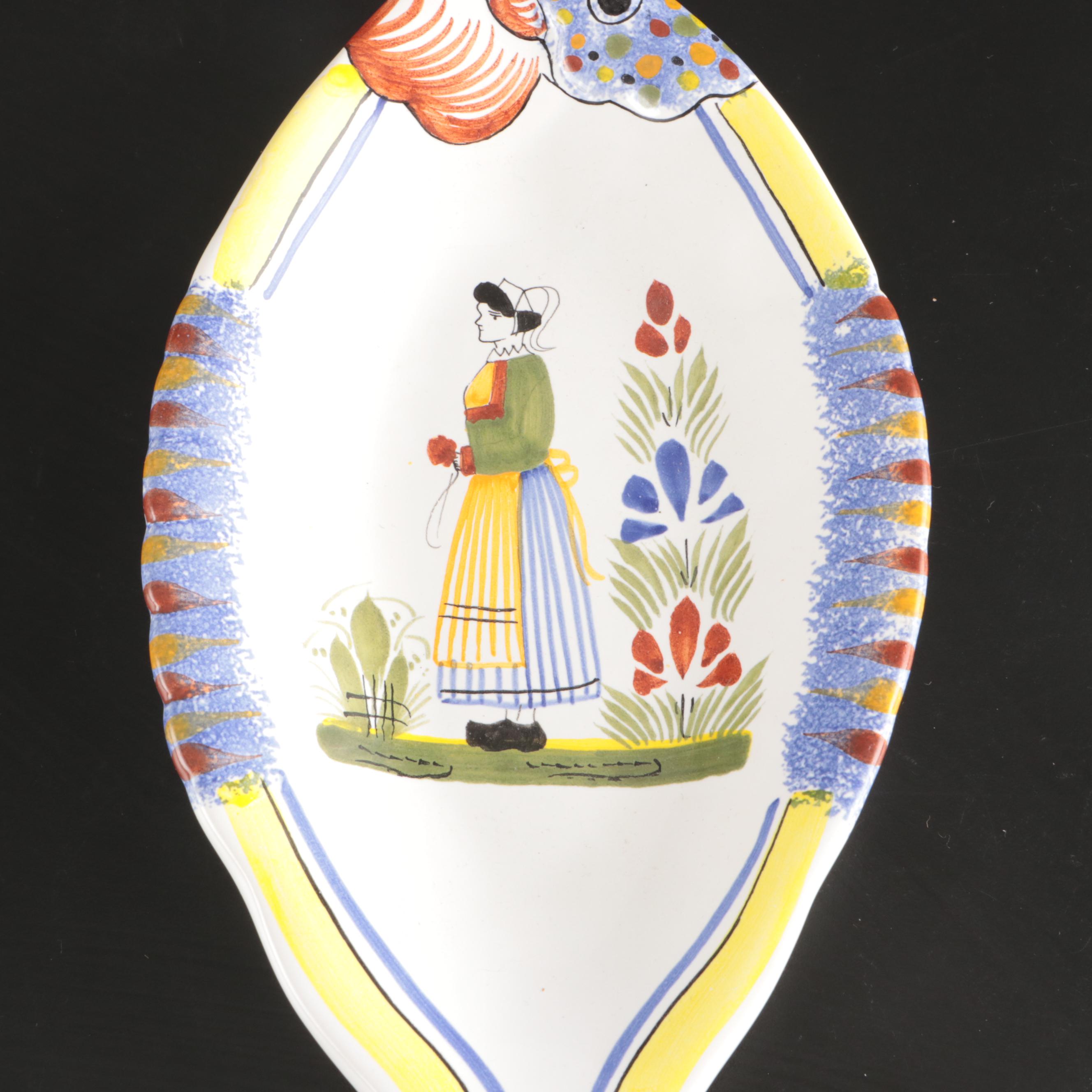 Henriot Quimper Faience Fish Shaped Dish and Table Accessories