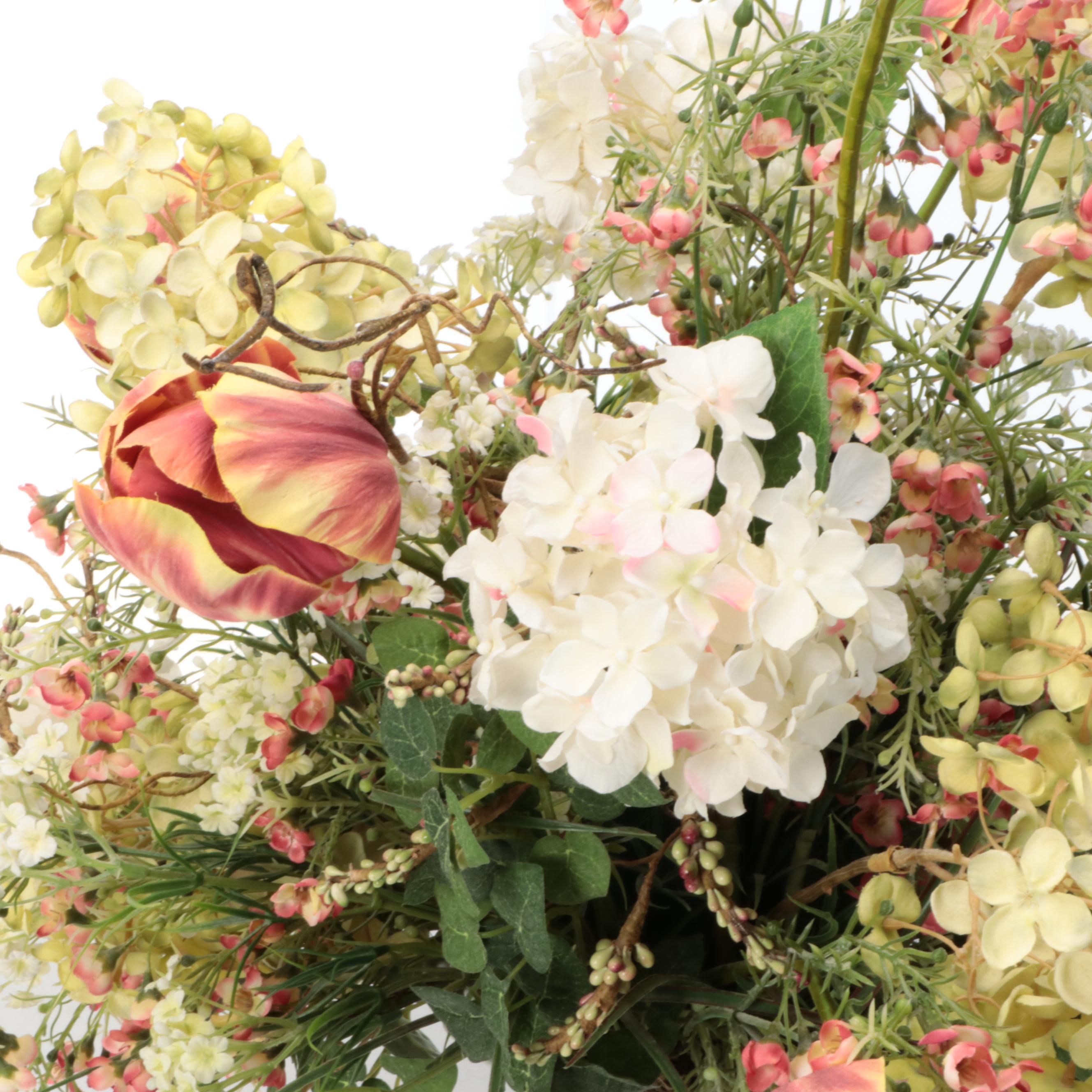 Yellow Roses, Lavender, and More Artificial Flowers with Glass and Ceramic Vases