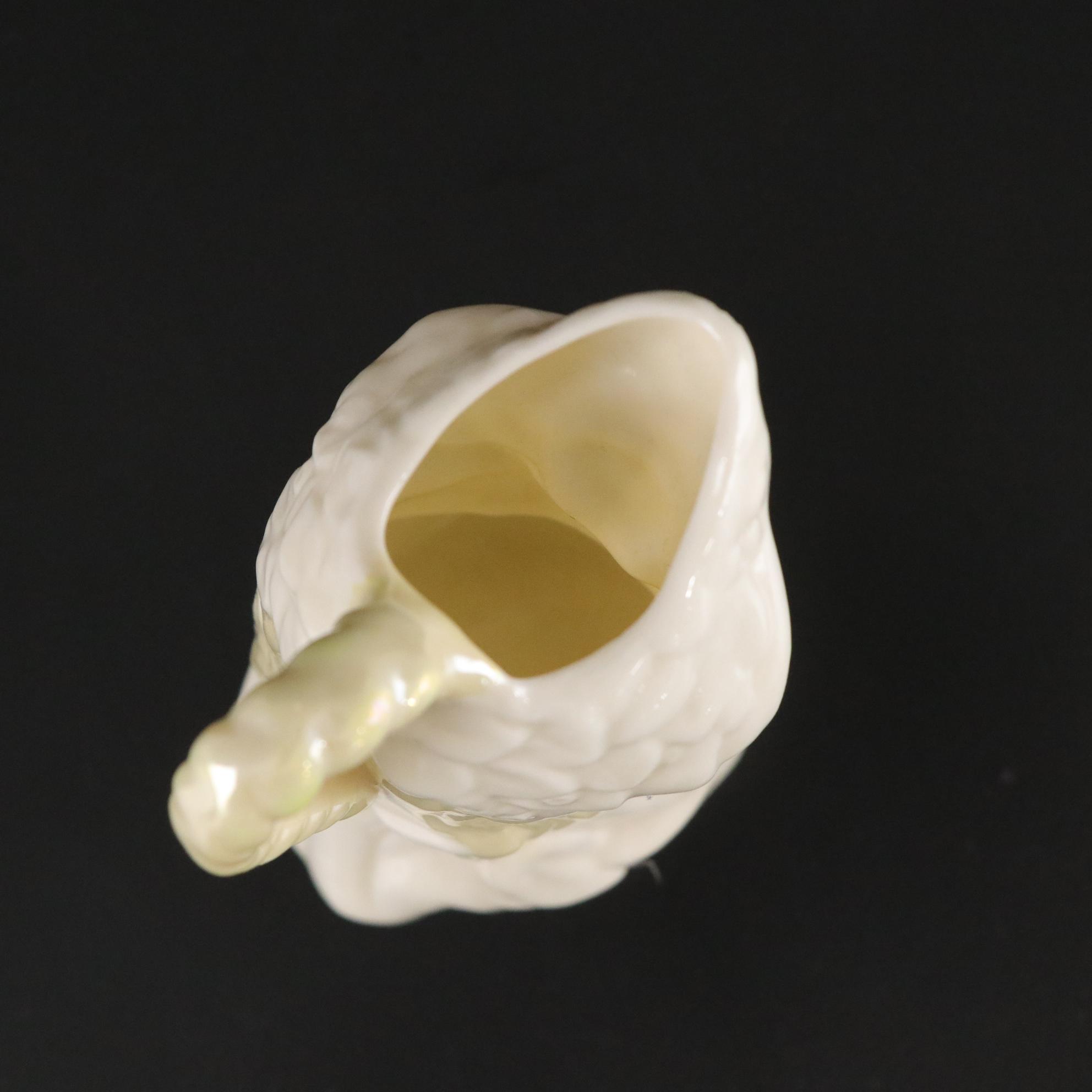 Belleek Porcelain "Undine" Creamer, Vase, and Plate, Mid to Late 20th Century