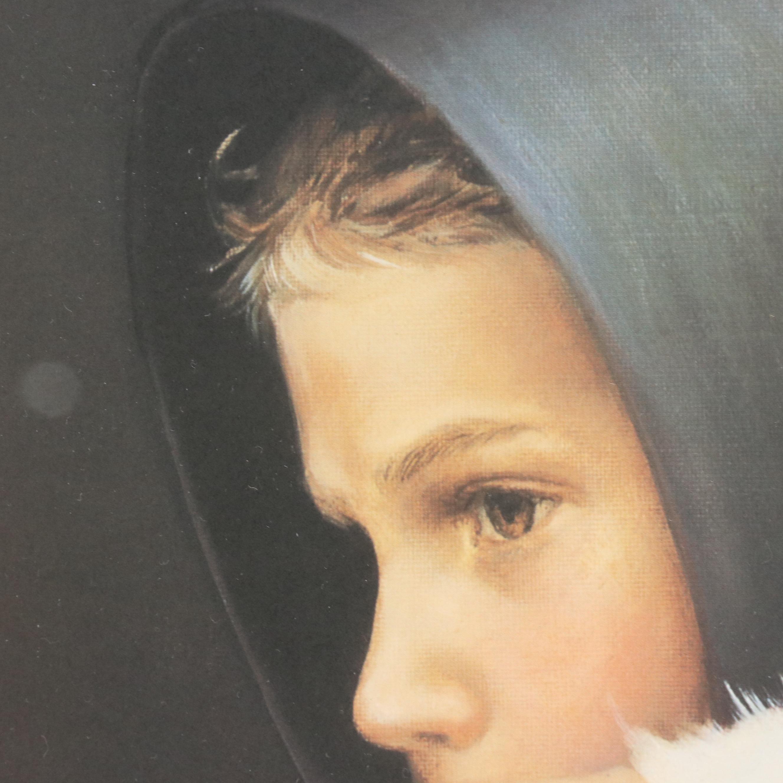 After Nancy Noel Offset Lithograph of Girl with a Cat "Sarah"