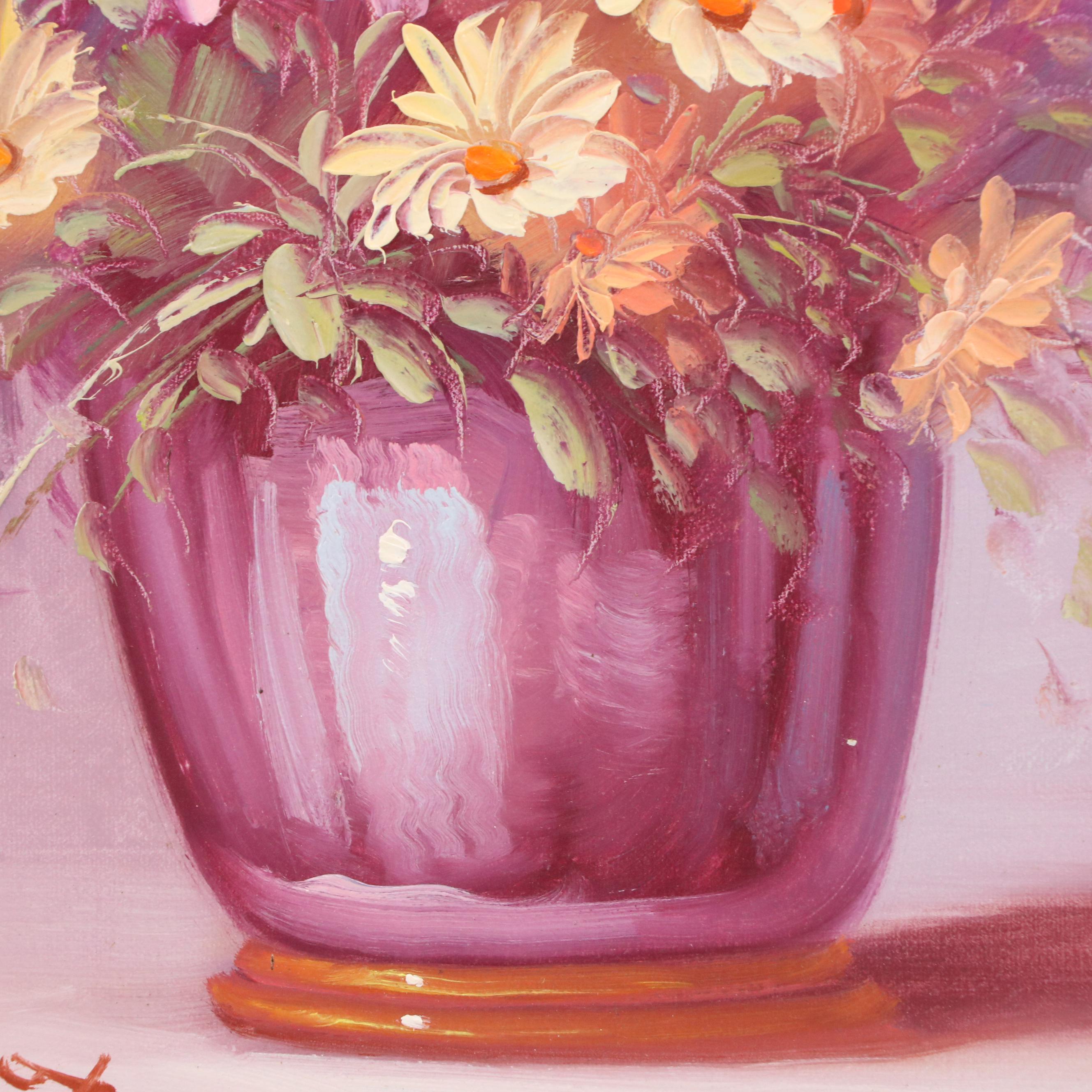 Robert Cox Floral Still Life Oil Painting with Chrysanthemums