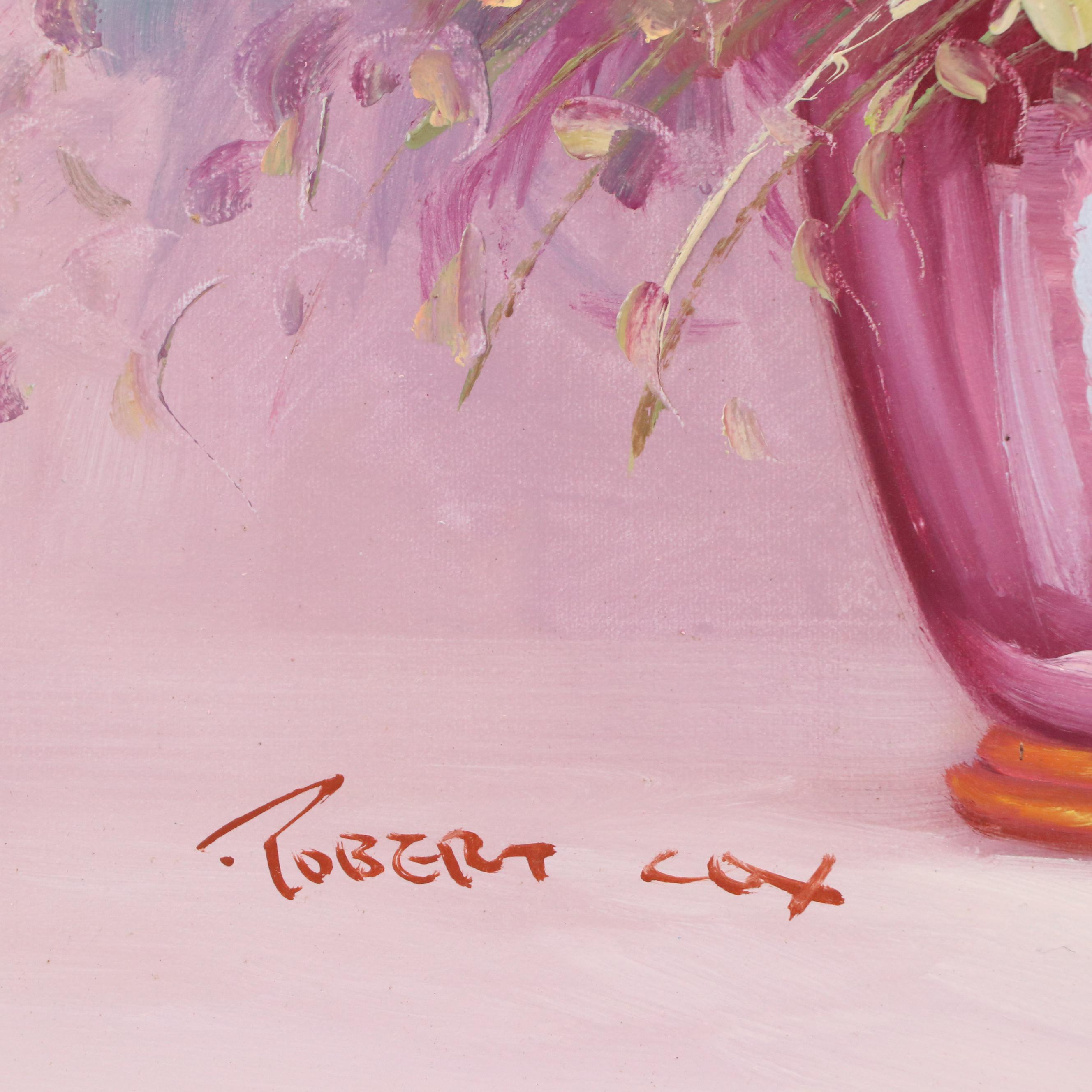 Robert Cox Floral Still Life Oil Painting with Chrysanthemums