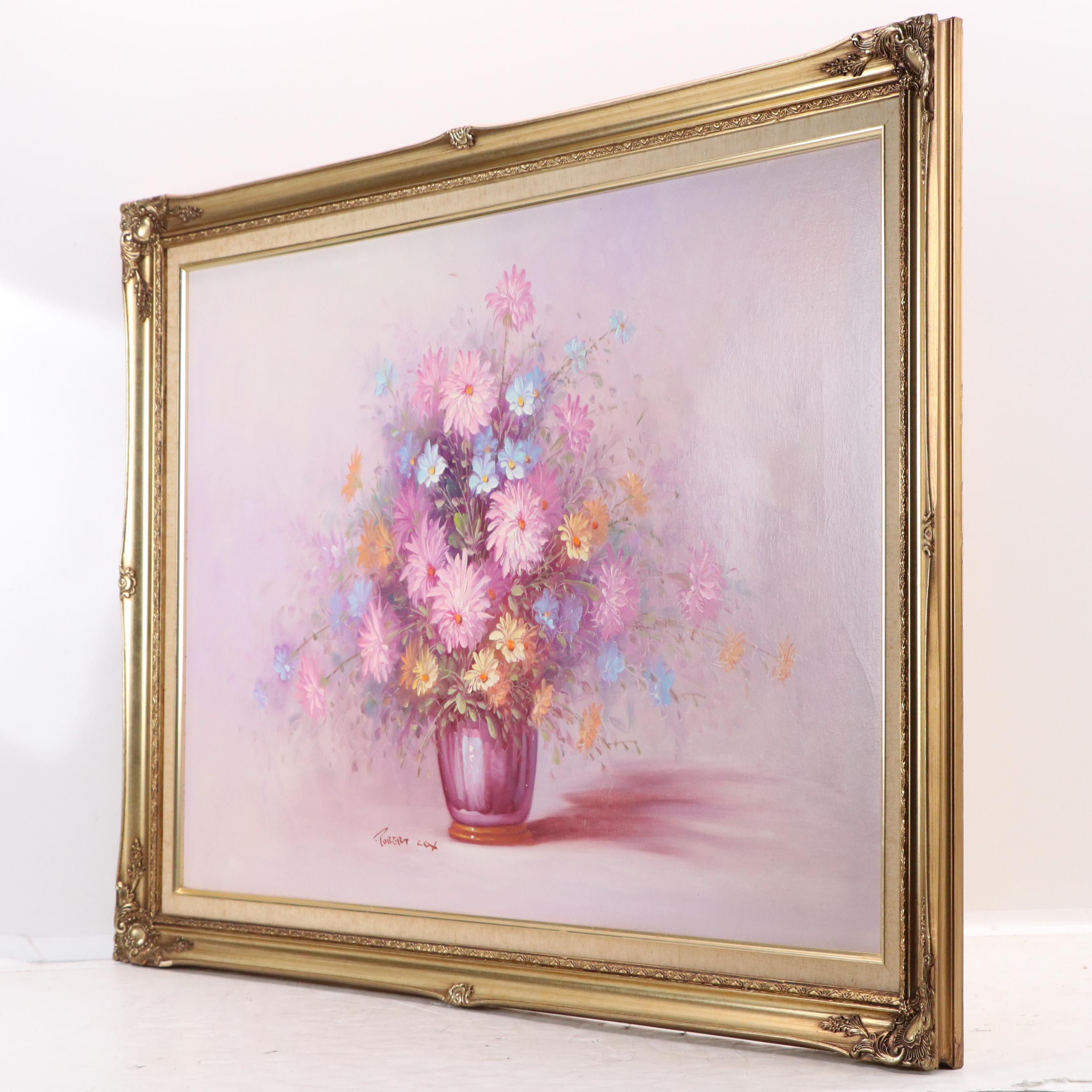 Robert Cox Floral Still Life Oil Painting with Chrysanthemums