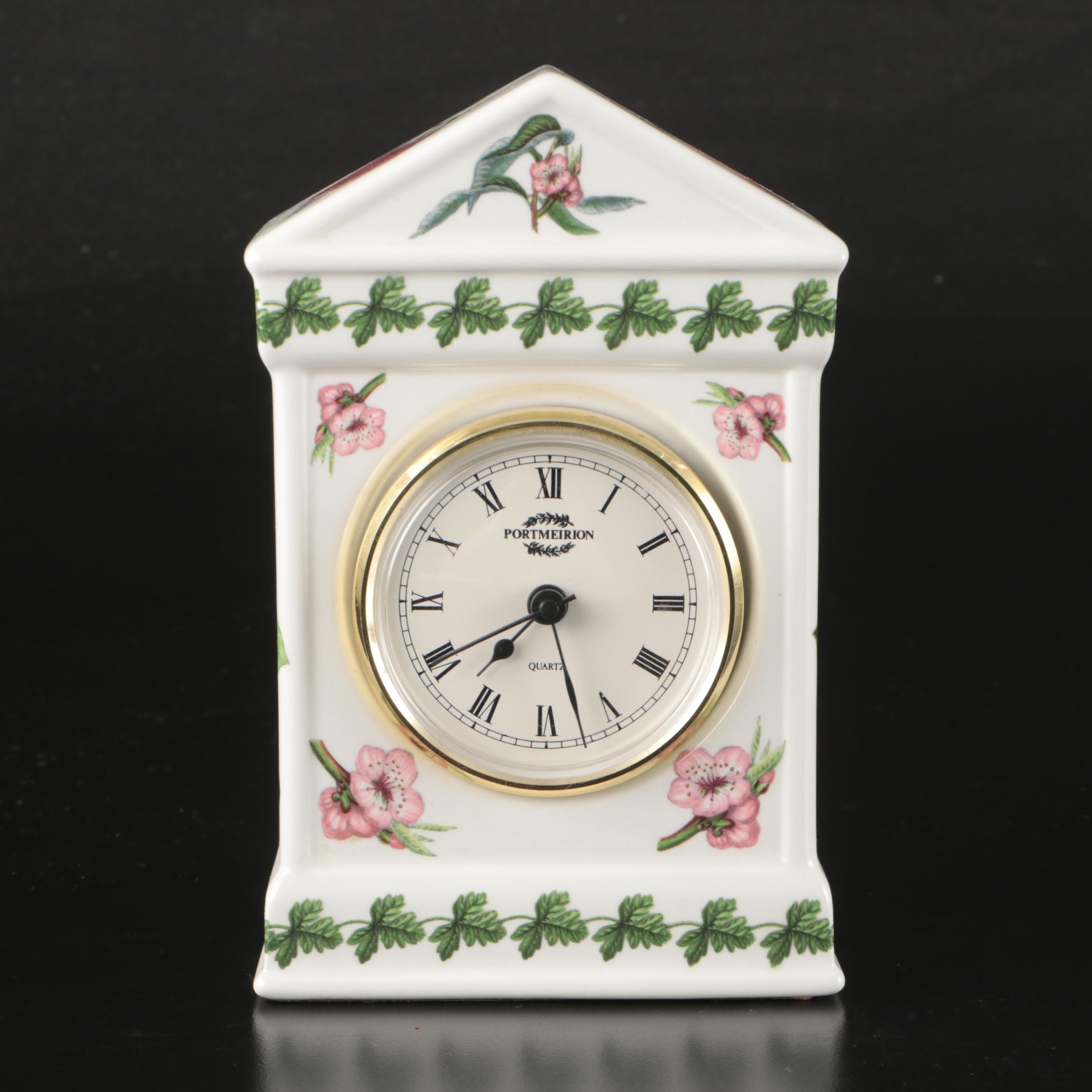 Portmeirion English Ceramic Mantel Clock and "The Botanic Garden" Dish