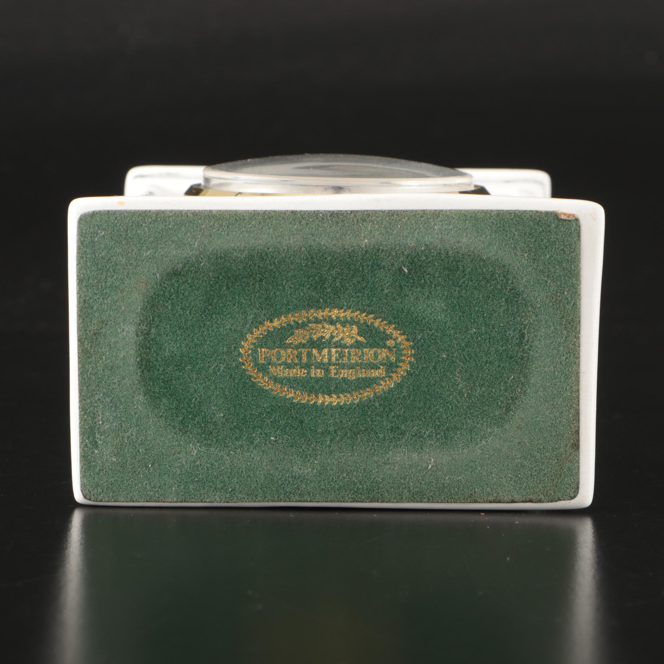 Portmeirion English Ceramic Mantel Clock and "The Botanic Garden" Dish