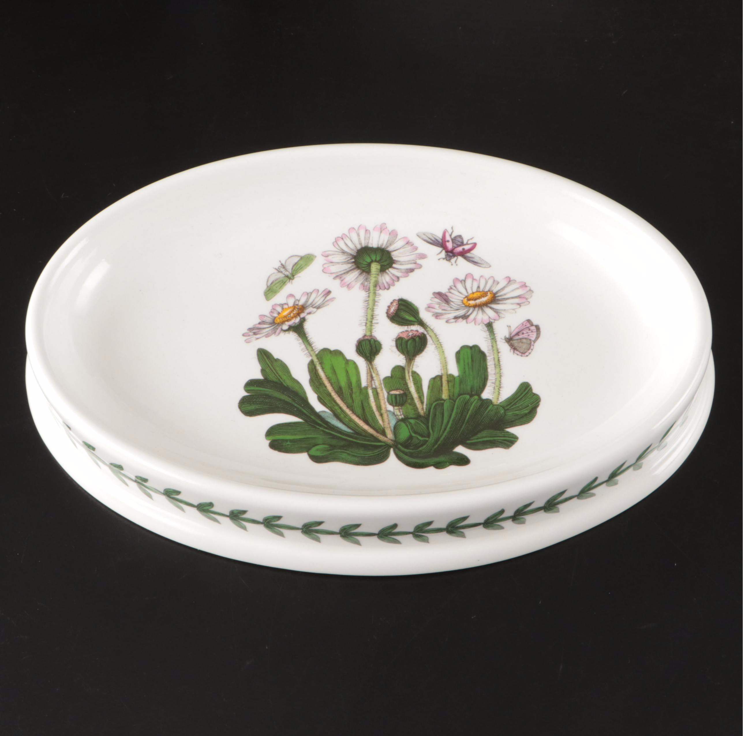 Portmeirion English Ceramic Mantel Clock and "The Botanic Garden" Dish