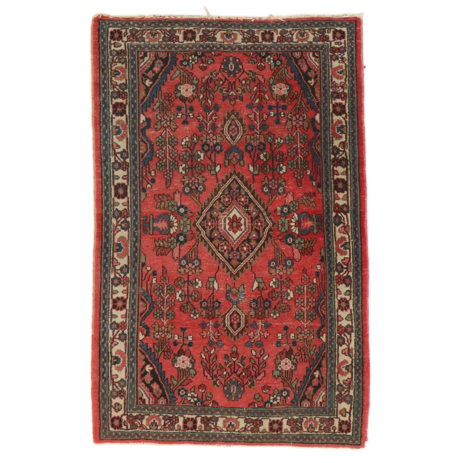4'4 x 6'9 Hand-Knotted Persian Hamadan Area Rug