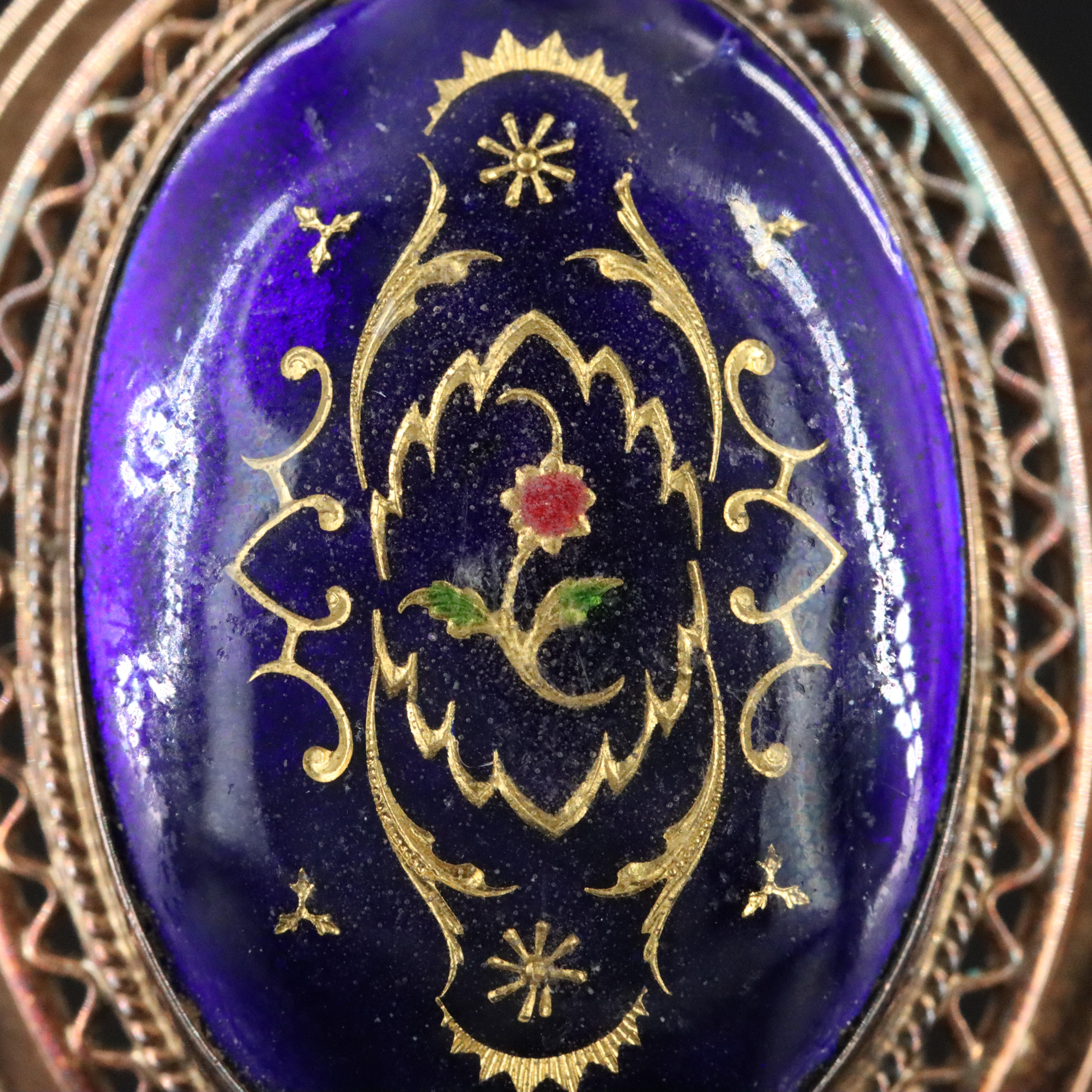 Vintage 14K Enamel Enhancer Brooch Pendant