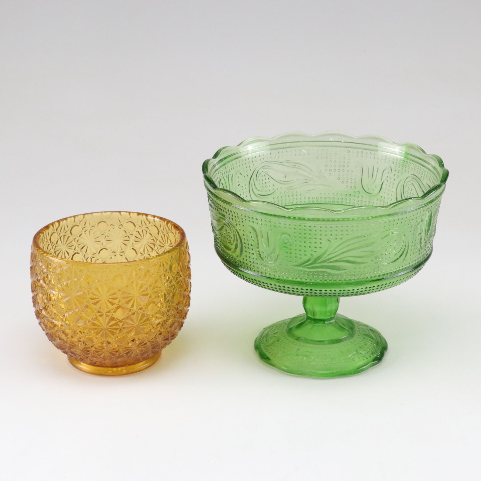 Pressed Glass Items with Degenhart Salt and Pepper Shakers and More