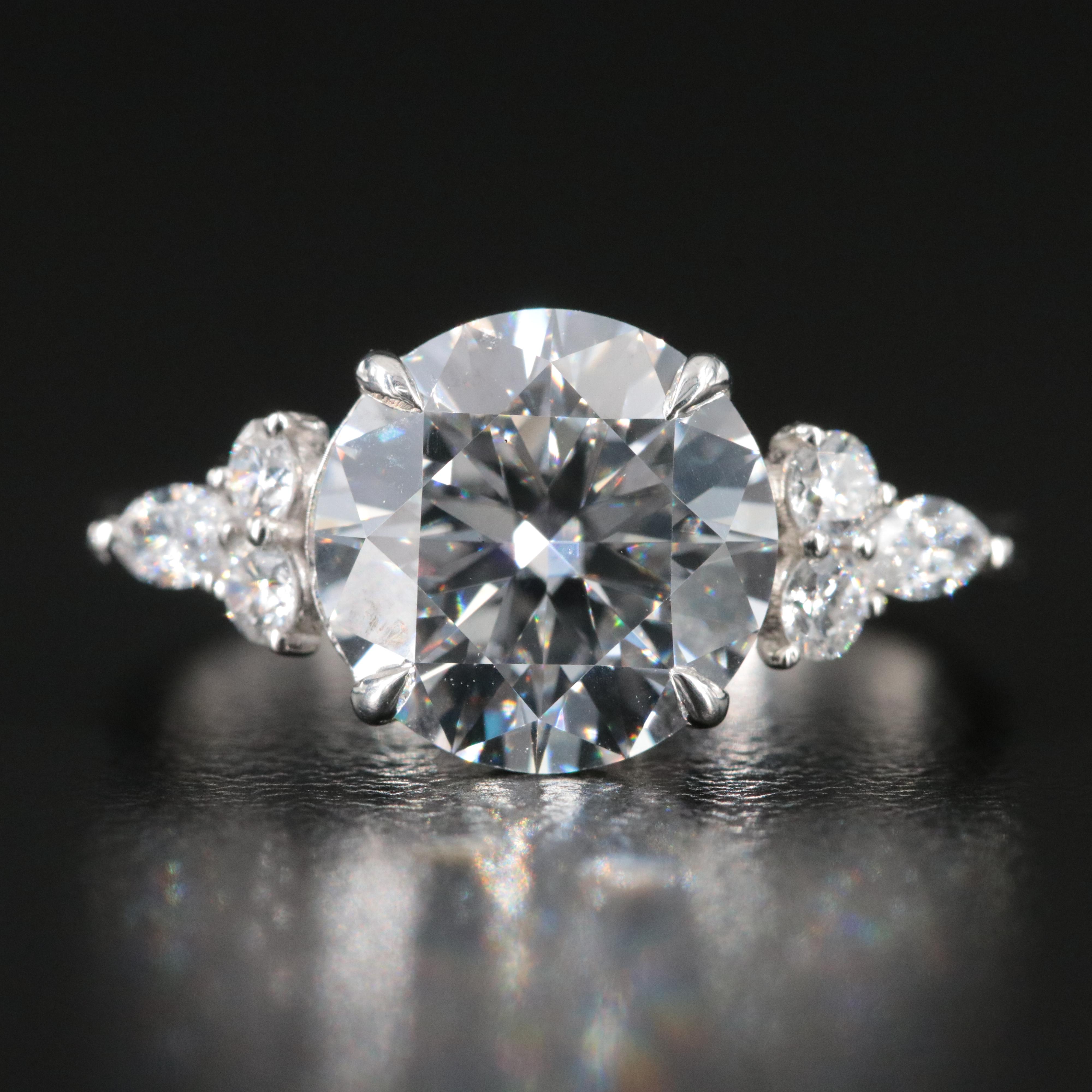 Platinum 3.19 CTW Lab Grown Diamond Ring with IGI Report