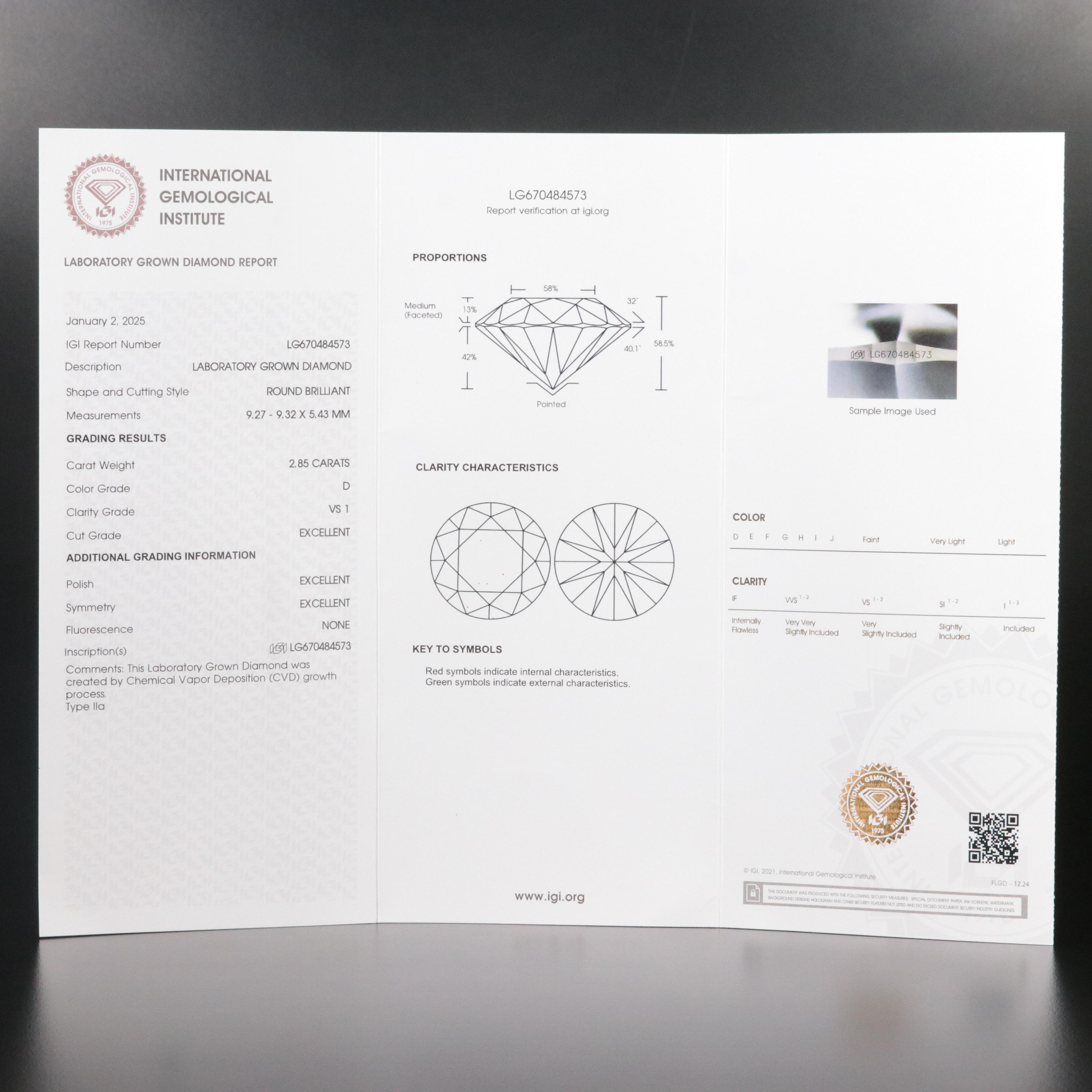 Platinum 3.19 CTW Lab Grown Diamond Ring with IGI Report