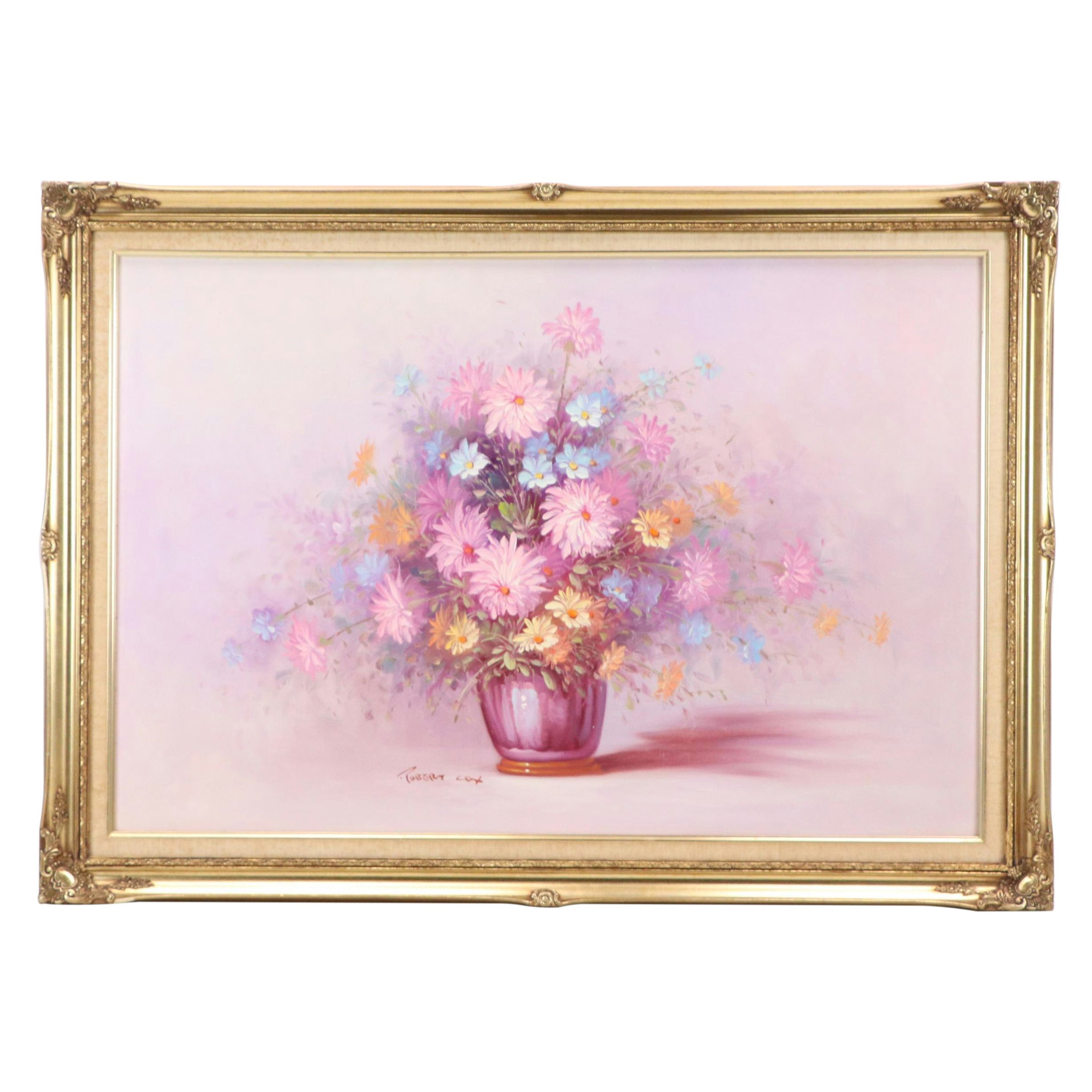 Robert Cox Floral Still Life Oil Painting with Chrysanthemums