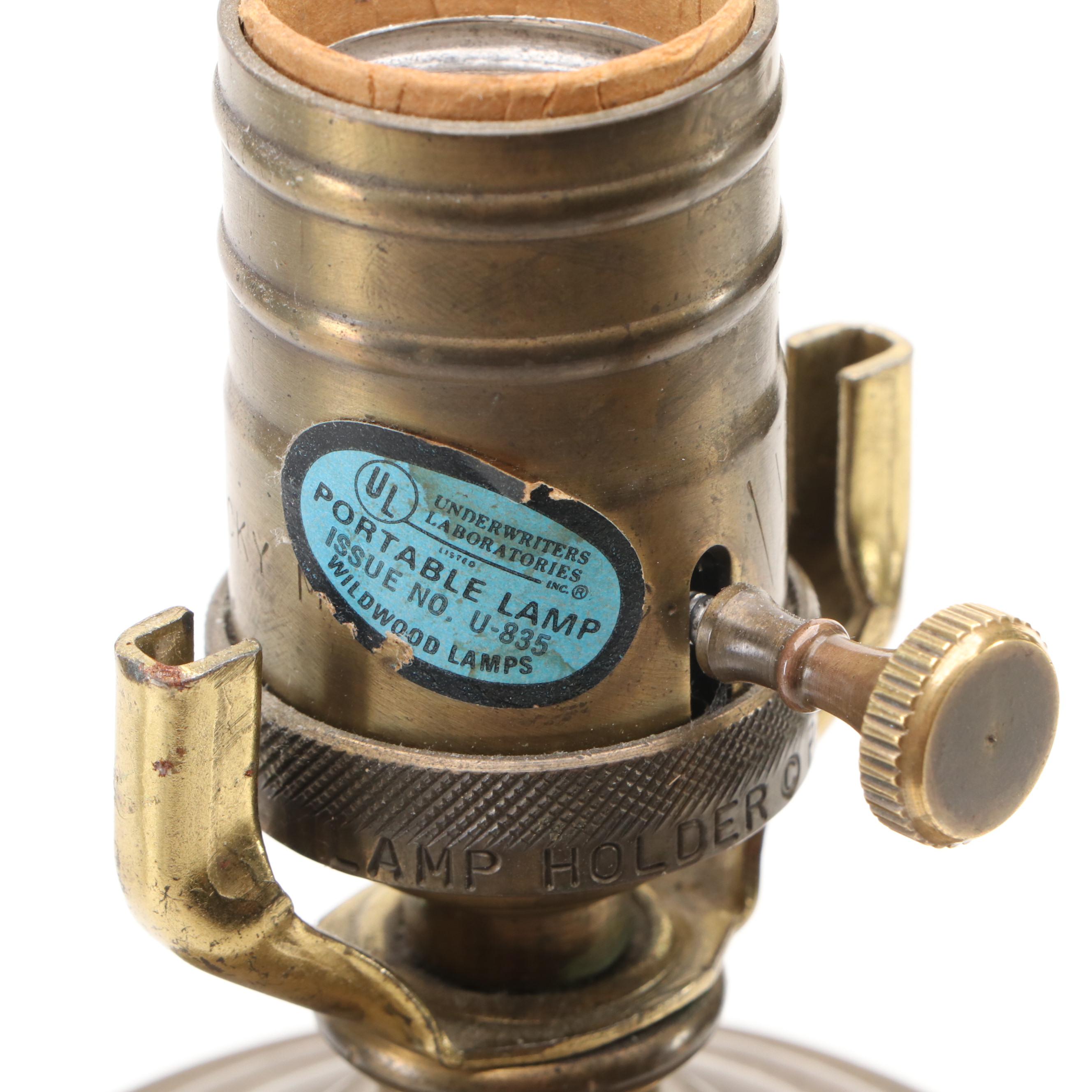 Wildwood Chinese Brass Tea Canister Table Lamp with Burlap Shade