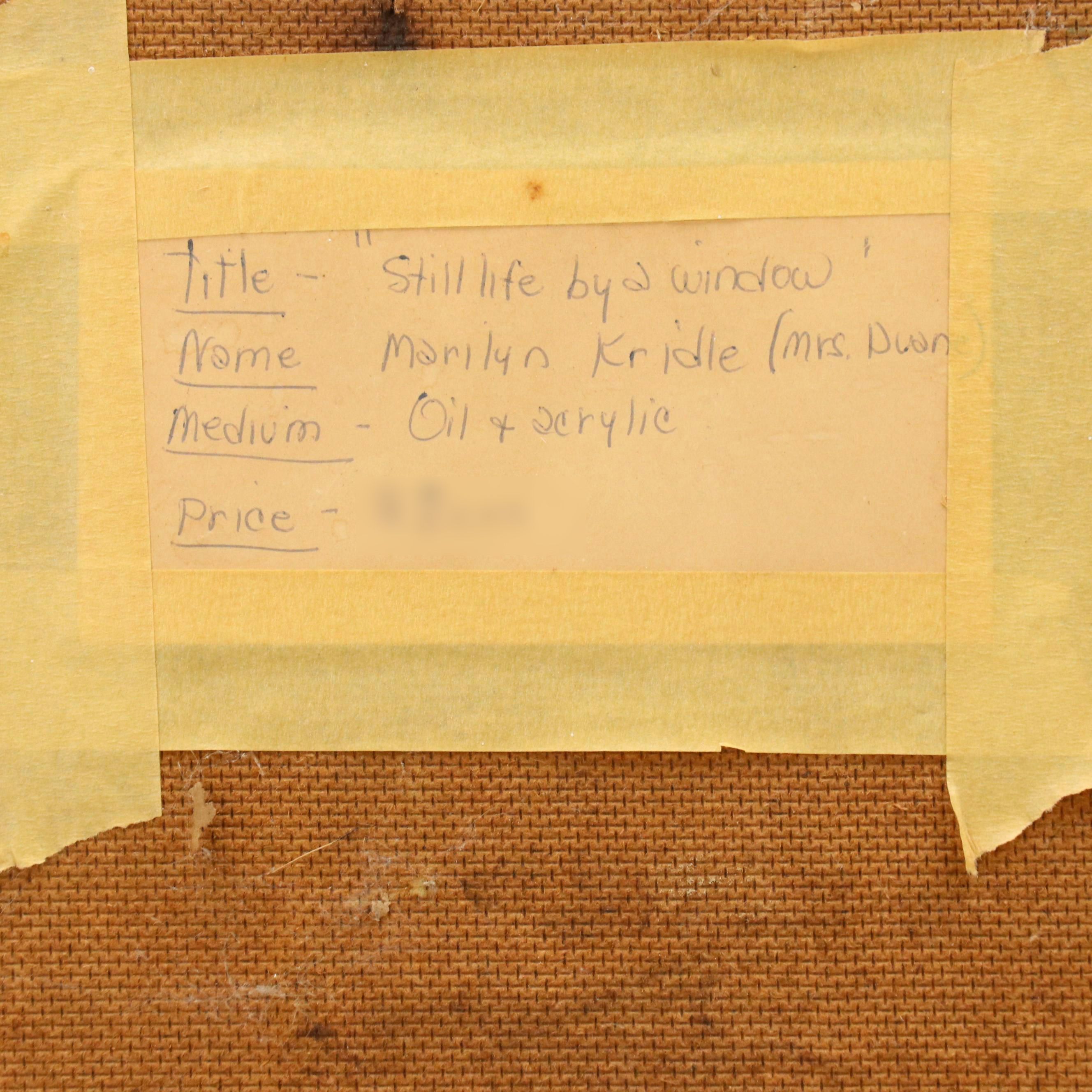 Marilyn Cramer Modern Mixed Media Painting "Still Life by a Window"