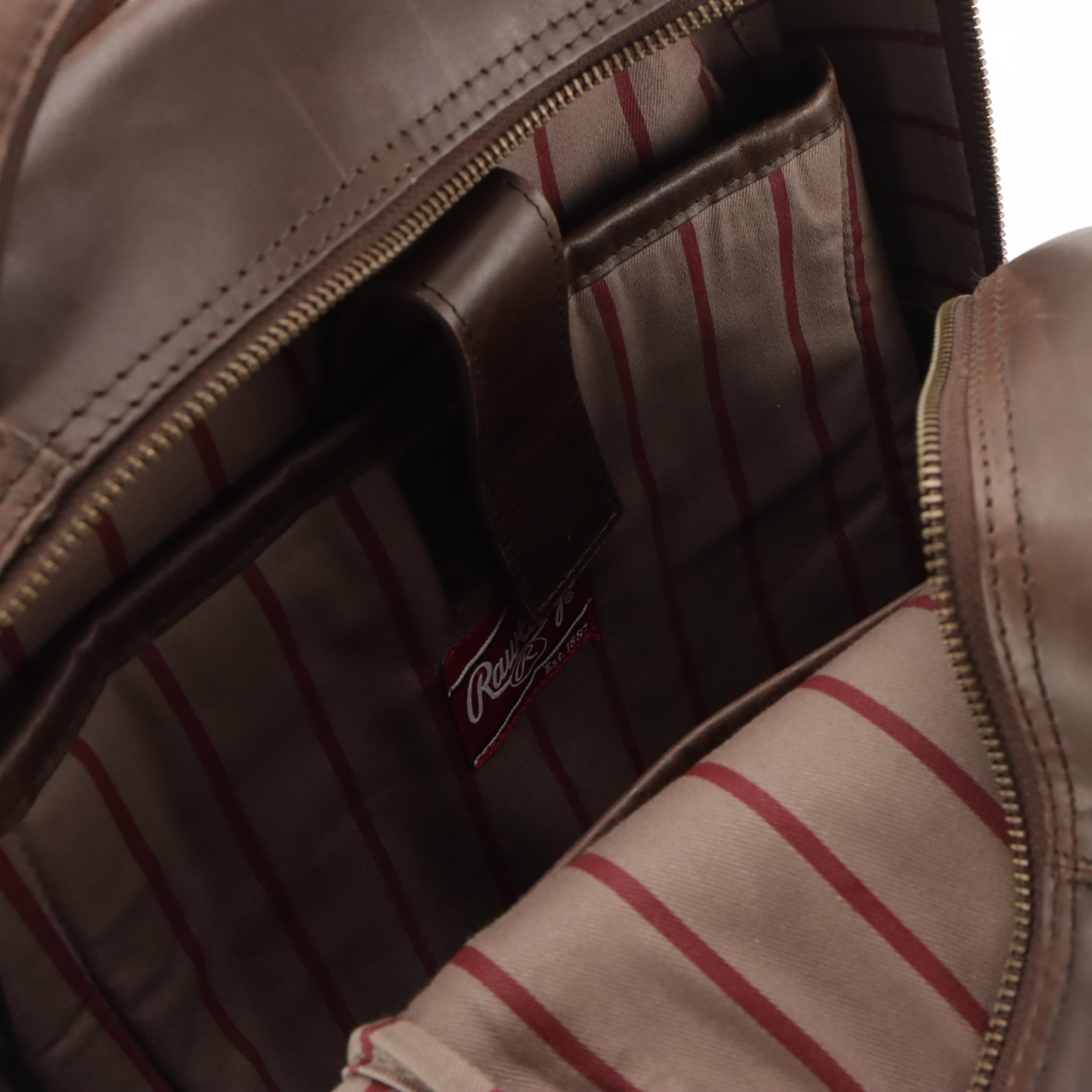 Rawlings Brown Leather Backpack and Mad Rabbit Kicking Tiger Large Two-Way Bag