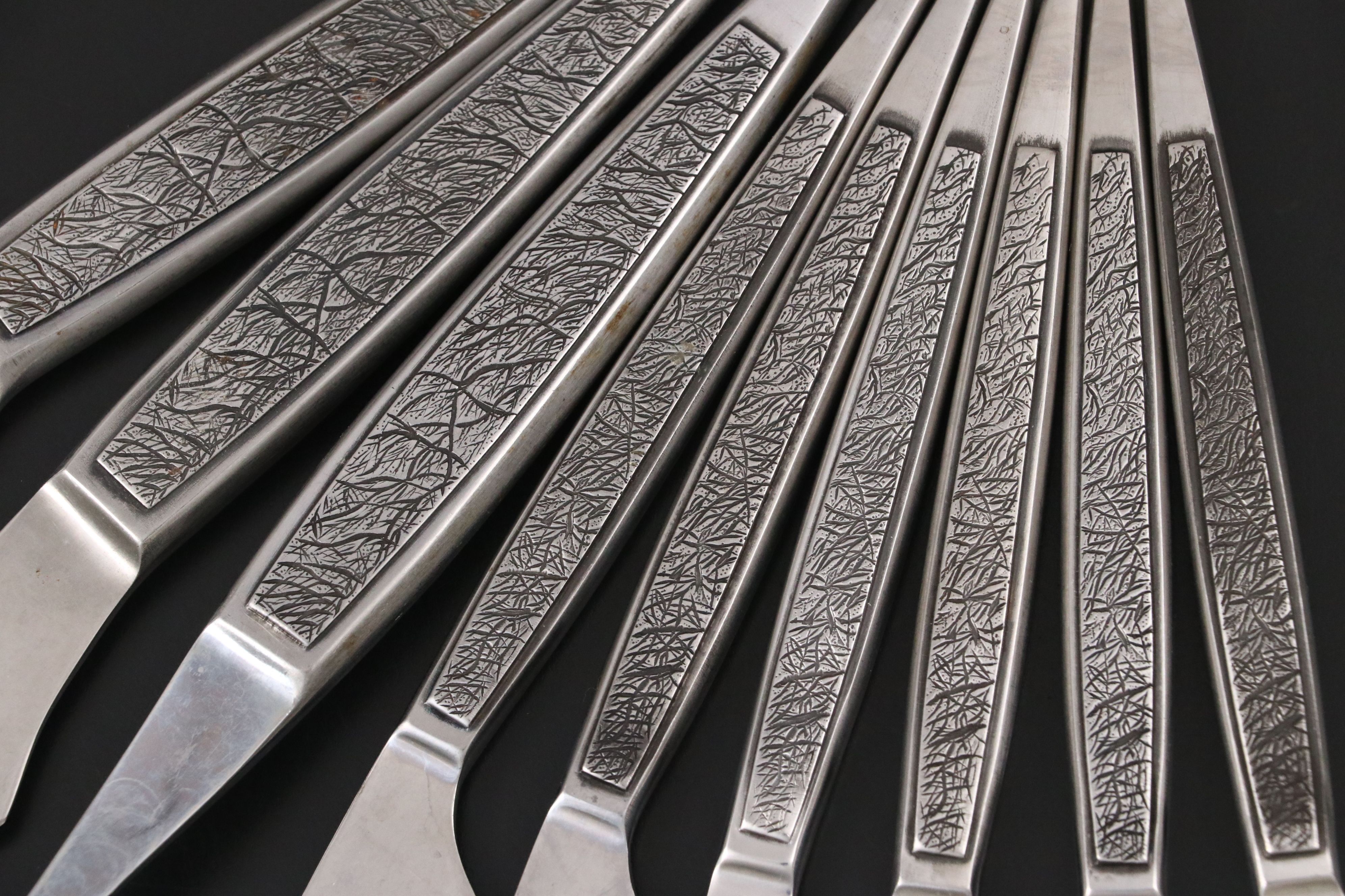 Arthur Salm "Dynasty" Stainless Steel Carving Set and Knives, Mid-Late 20th C.