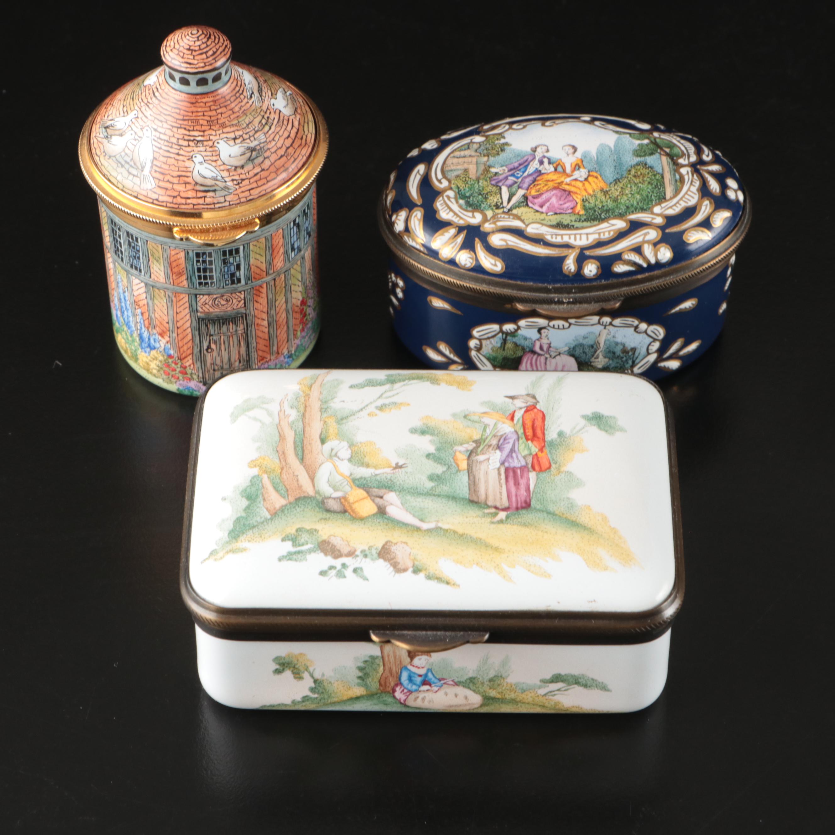Reproductions of Historic Staffordshire Enamel Hand-Painted Decorative Boxes