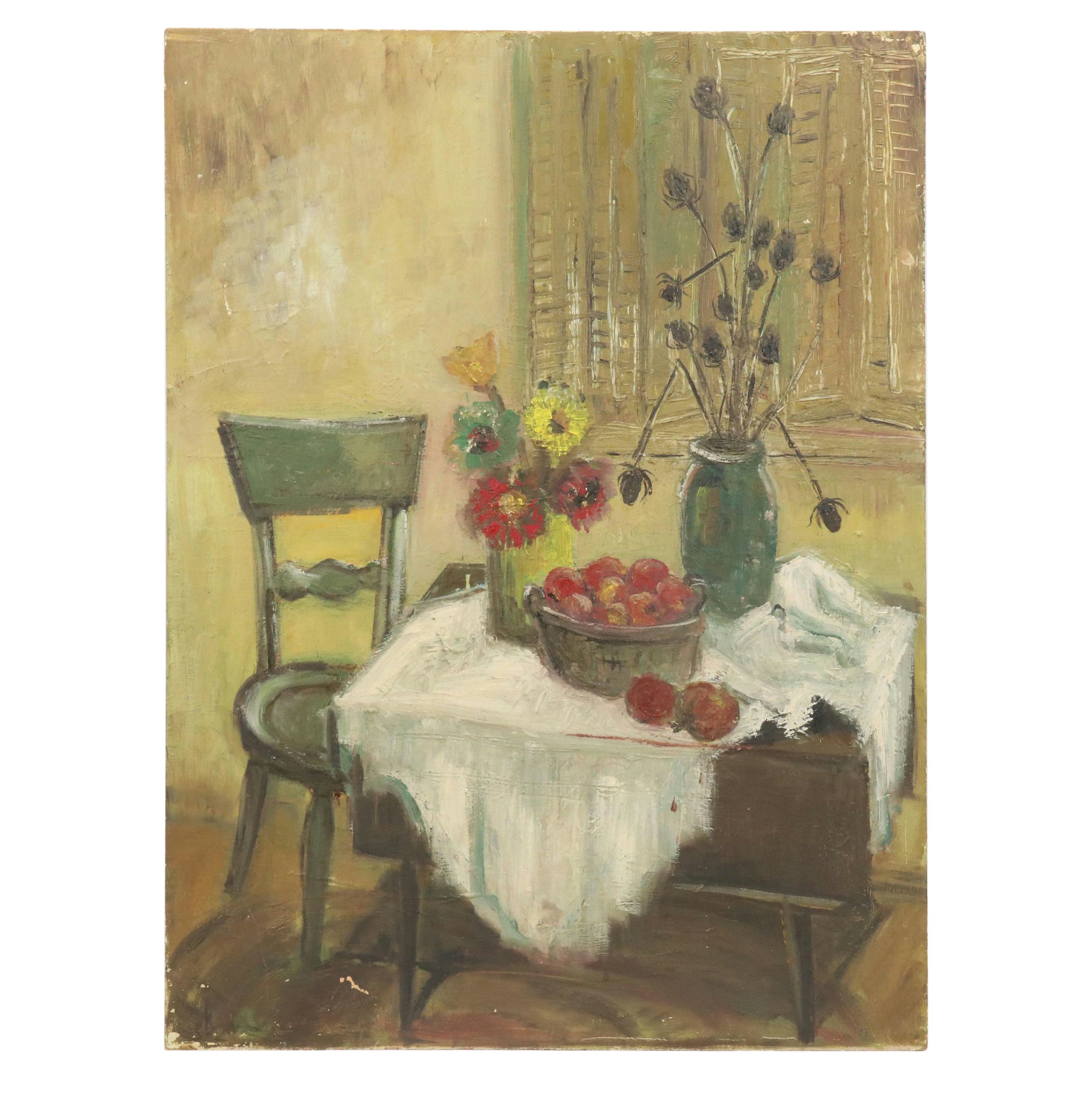 Still Life Oil Painting, Mid-Late 20th Century
