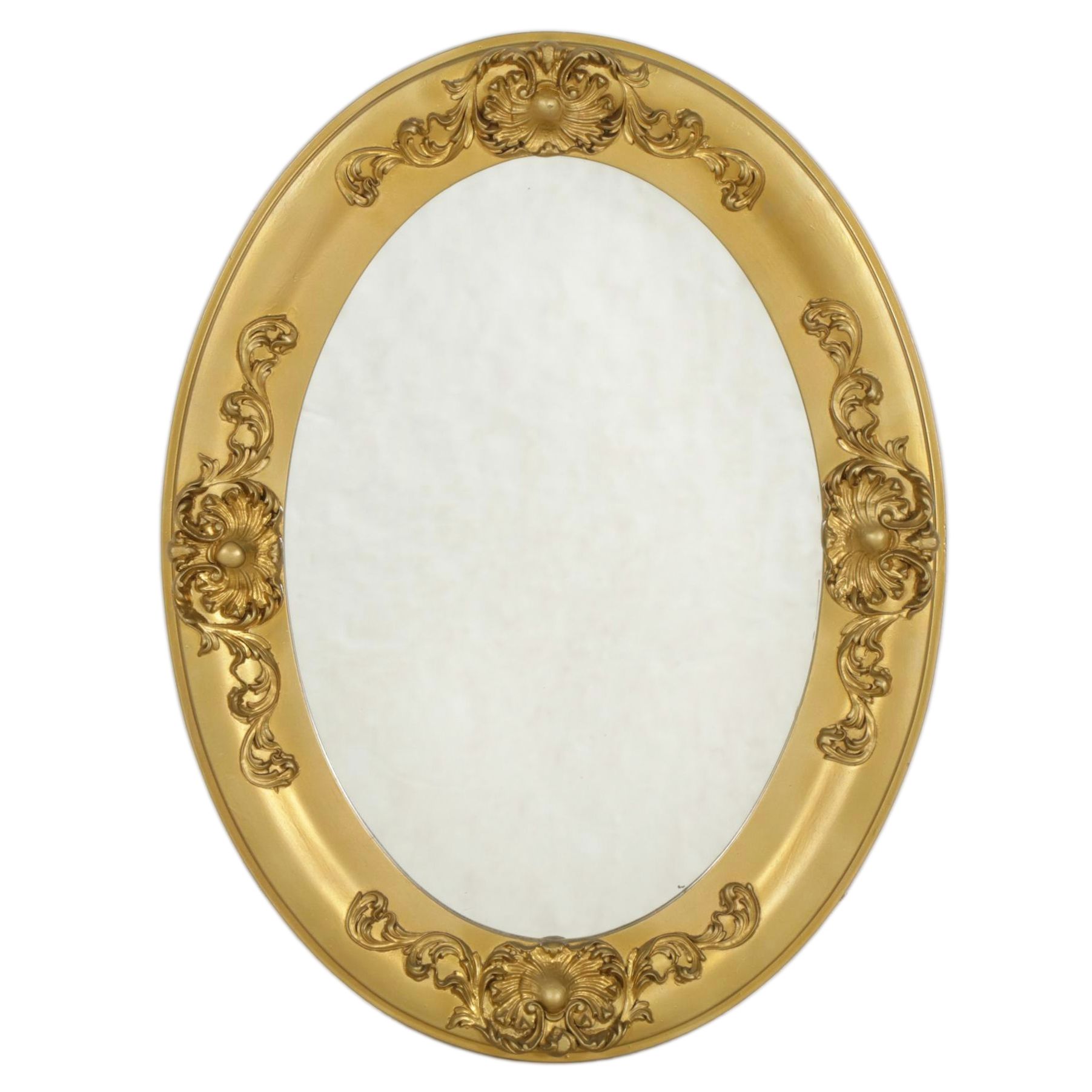 Louis XV Style Giltwood and Molded Gesso Oval Wall Mirror, Early to Mid-20th C.