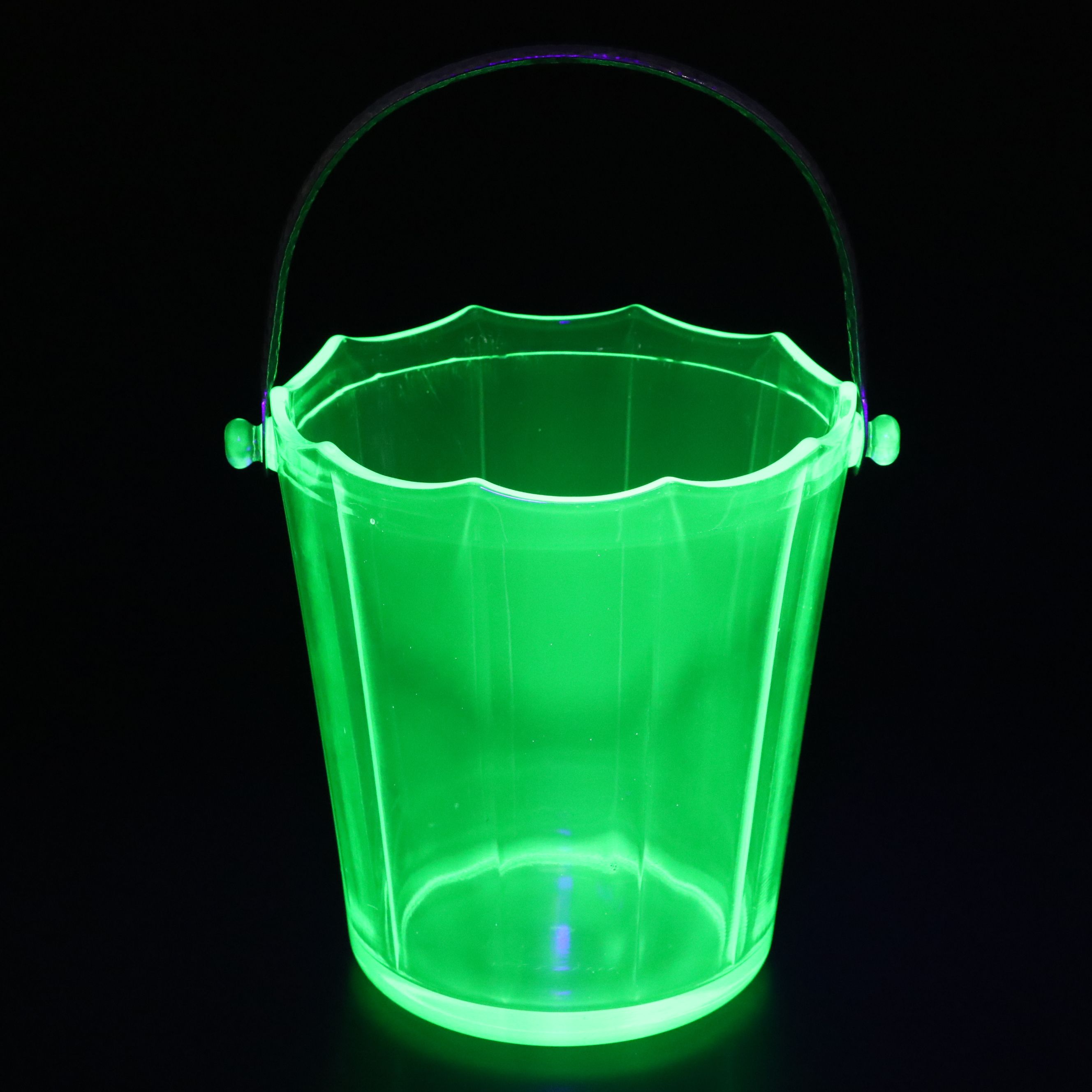 Walther & Sohne "Nymphen" Uranium Glass Vanity Tray with Ice Bucket and Vase