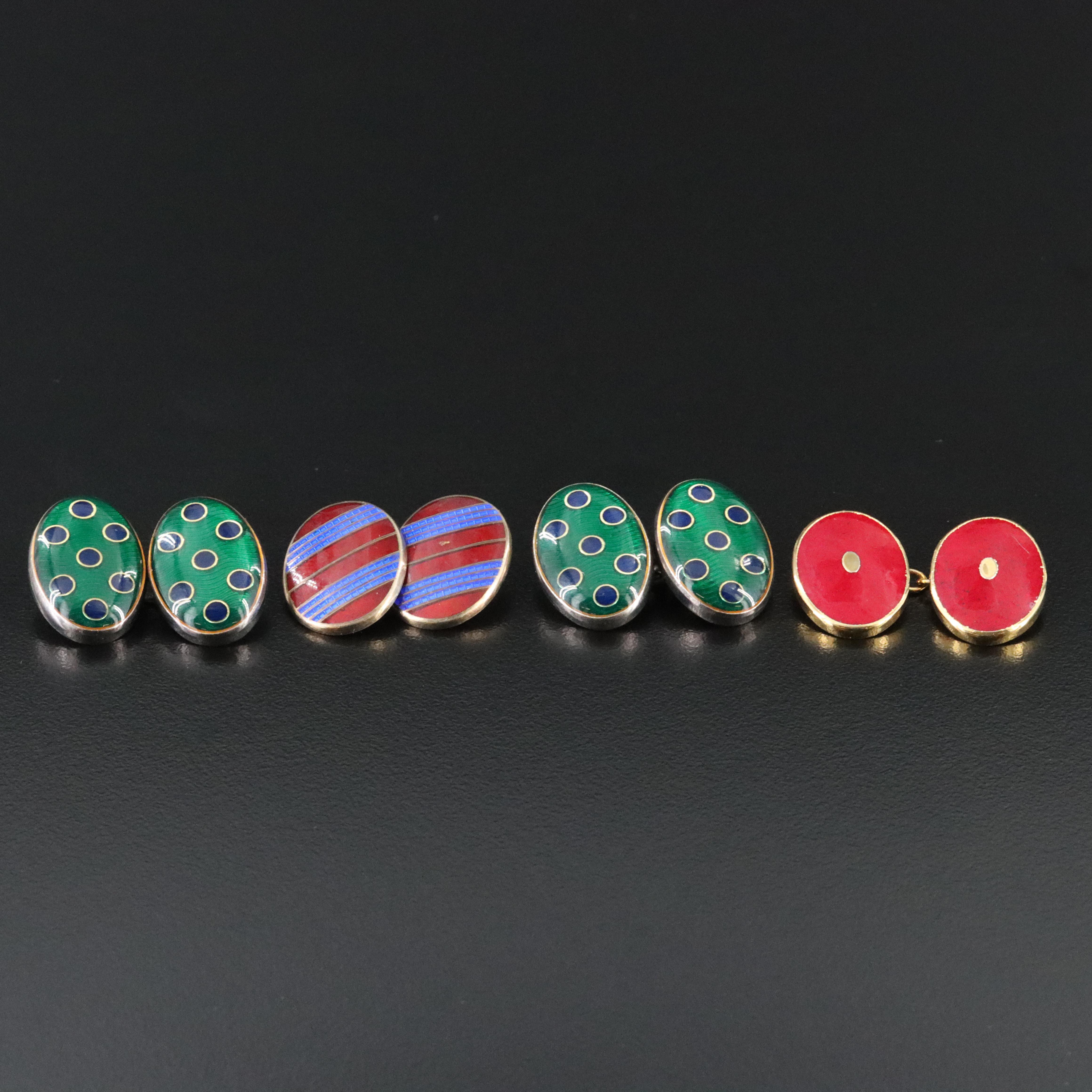 Enamel Cufflinks Including Single Paul Stuart Sterling
