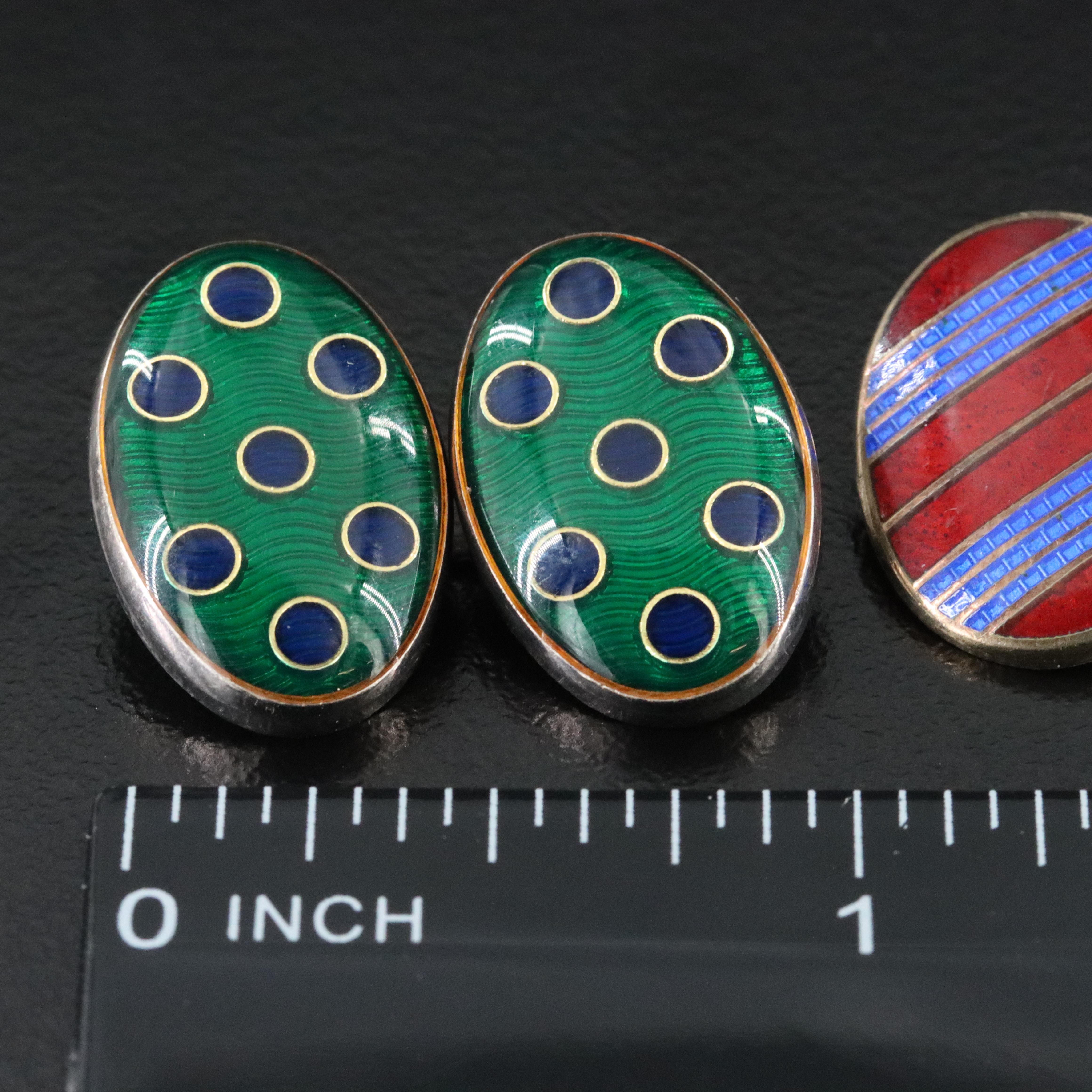 Enamel Cufflinks Including Single Paul Stuart Sterling