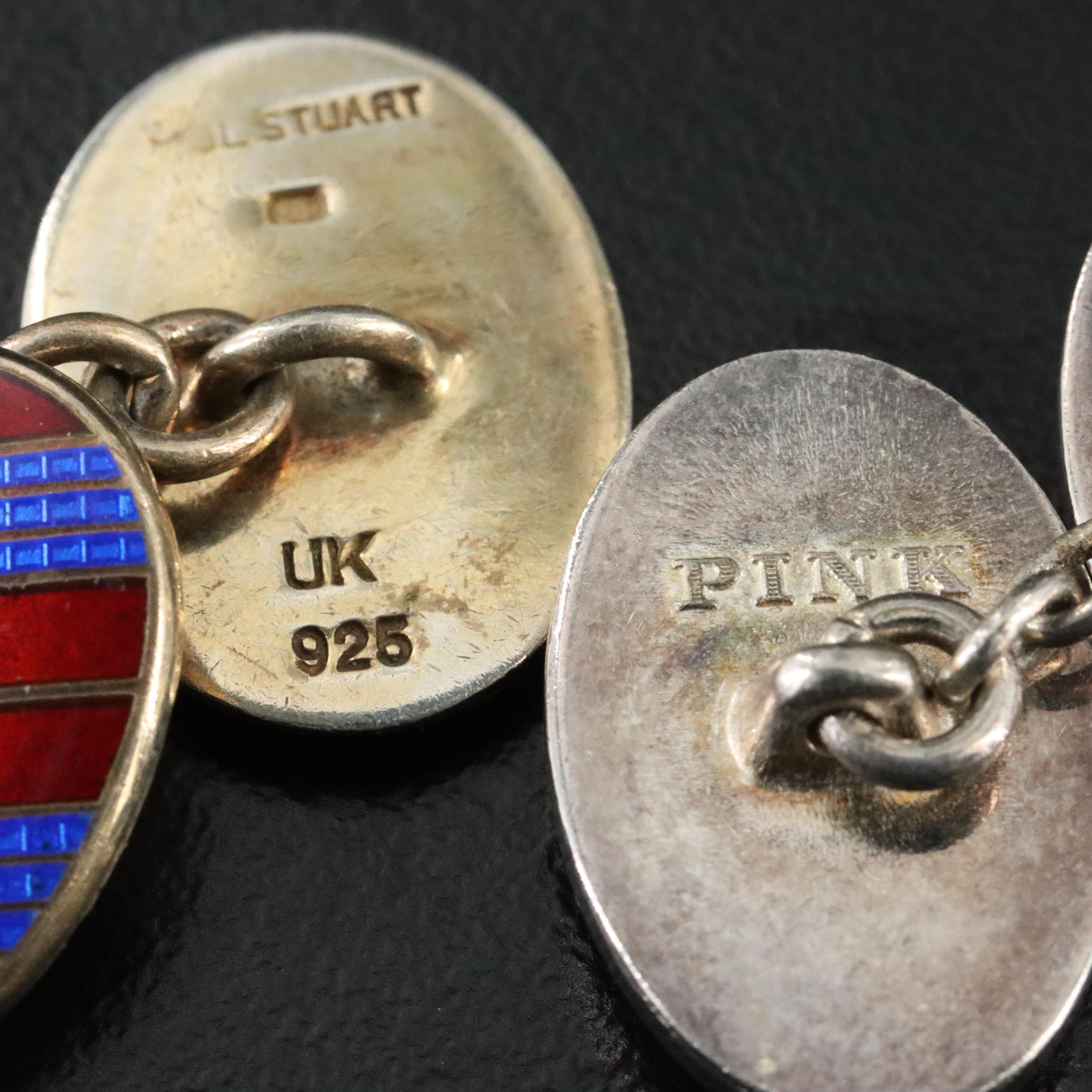 Enamel Cufflinks Including Single Paul Stuart Sterling