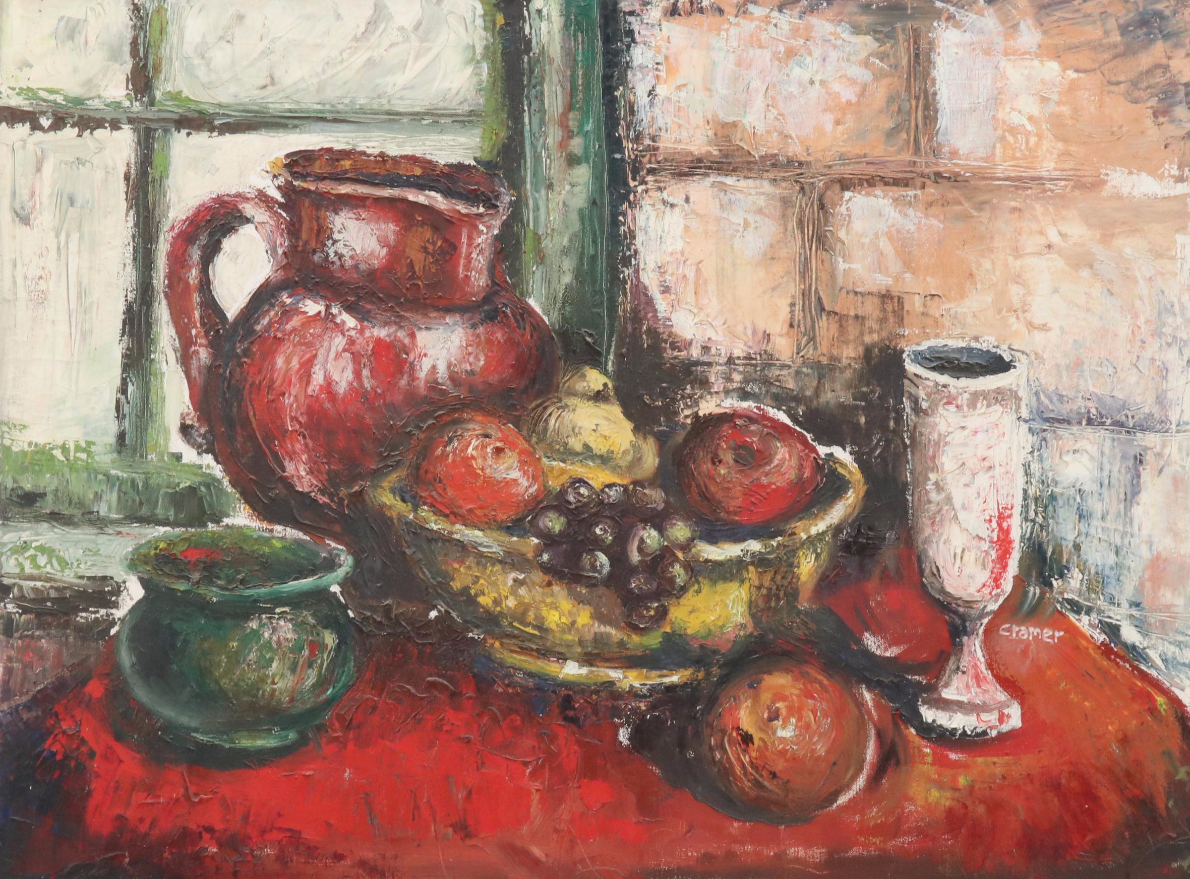Modern Still Life Oil Painting, Late 20th Century