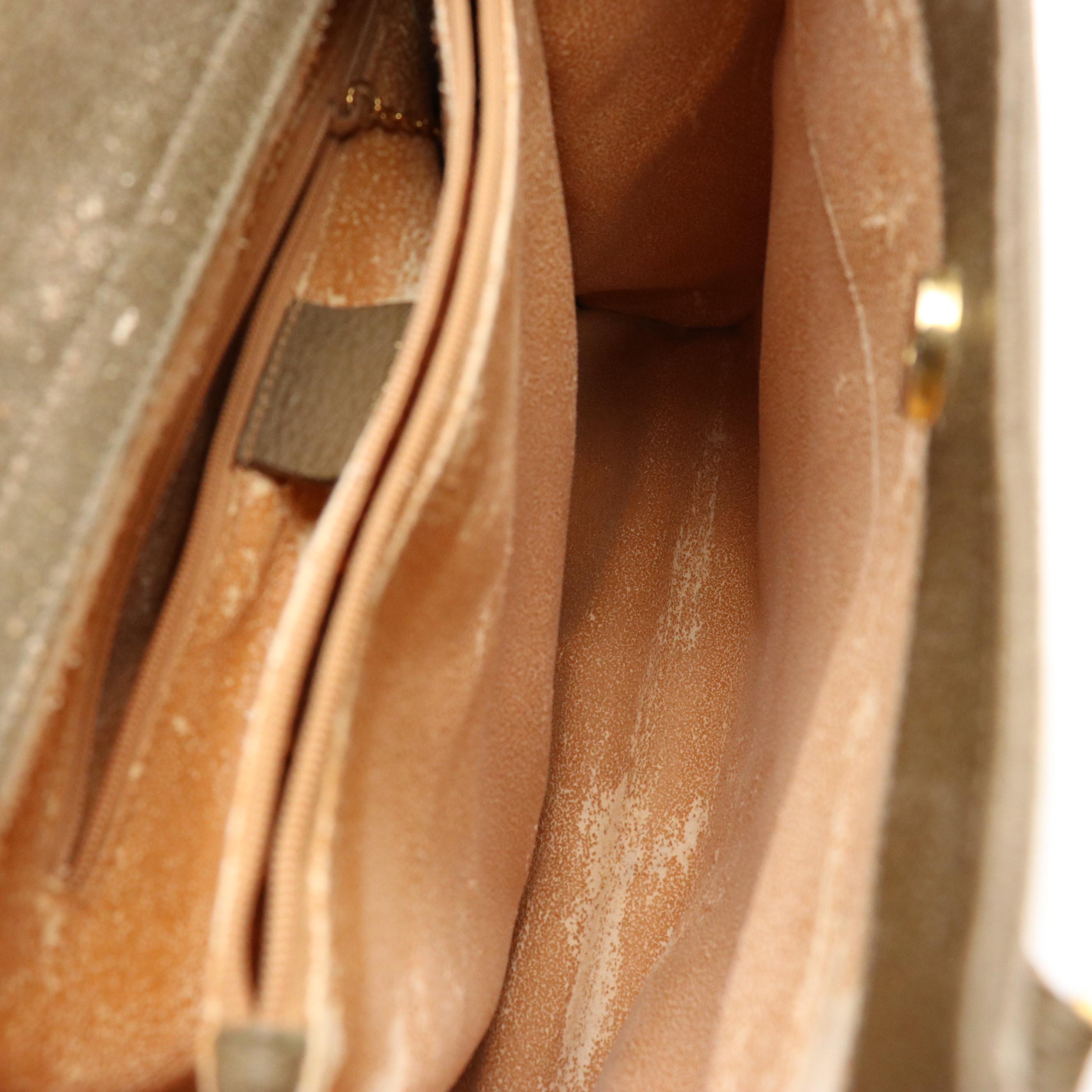 Gucci Diana Bamboo Handle Tote in Olive Green Suede and Cinghiale Leather Trim