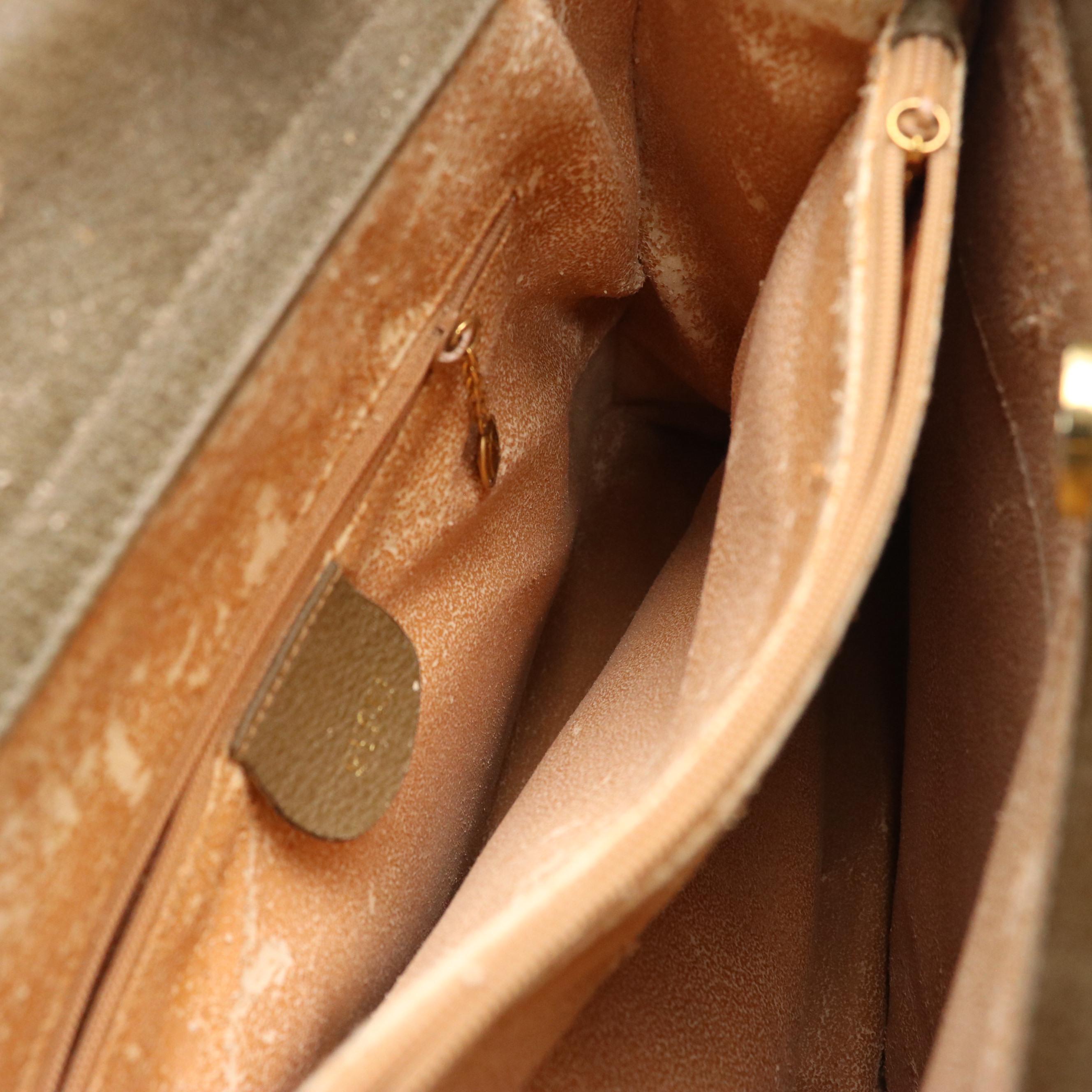 Gucci Diana Bamboo Handle Tote in Olive Green Suede and Cinghiale Leather Trim