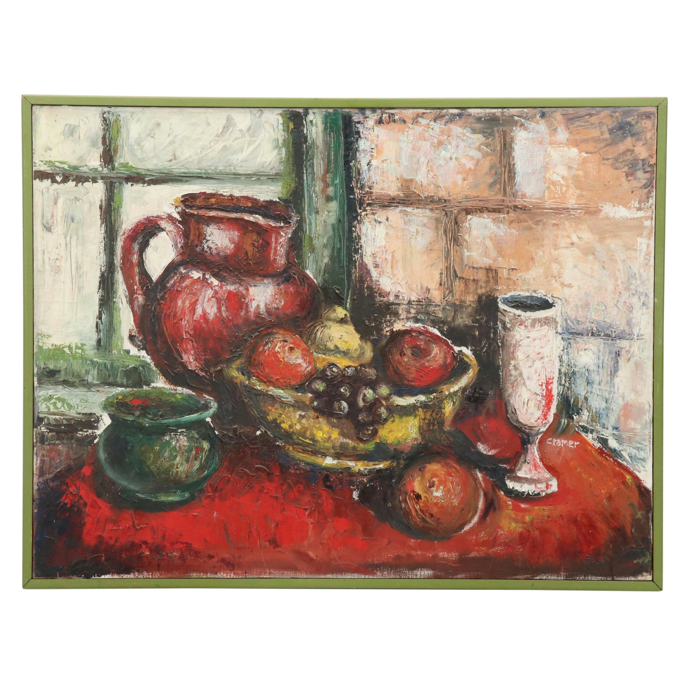 Modern Still Life Oil Painting, Late 20th Century