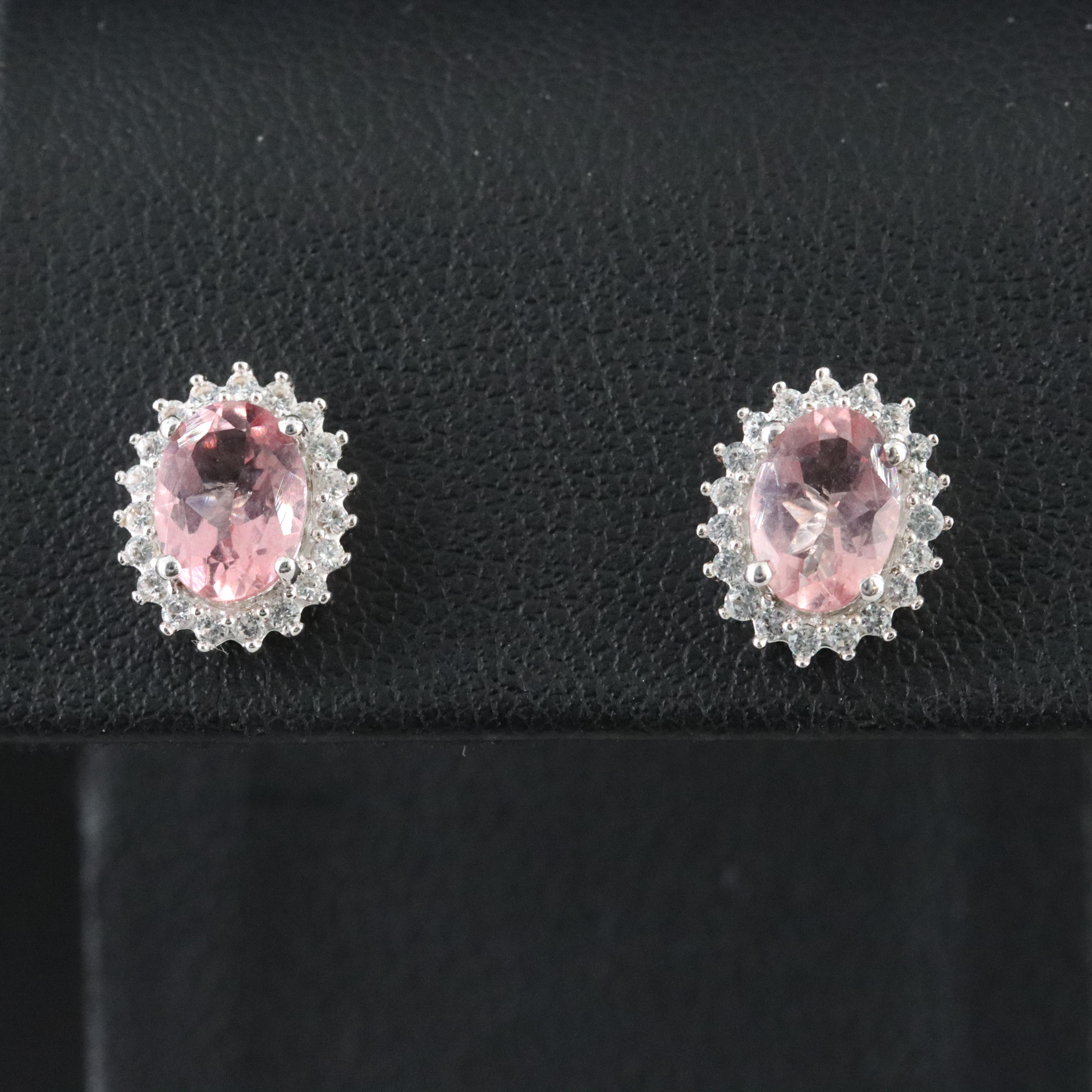Sterling Morganite and White Sapphire Earrings