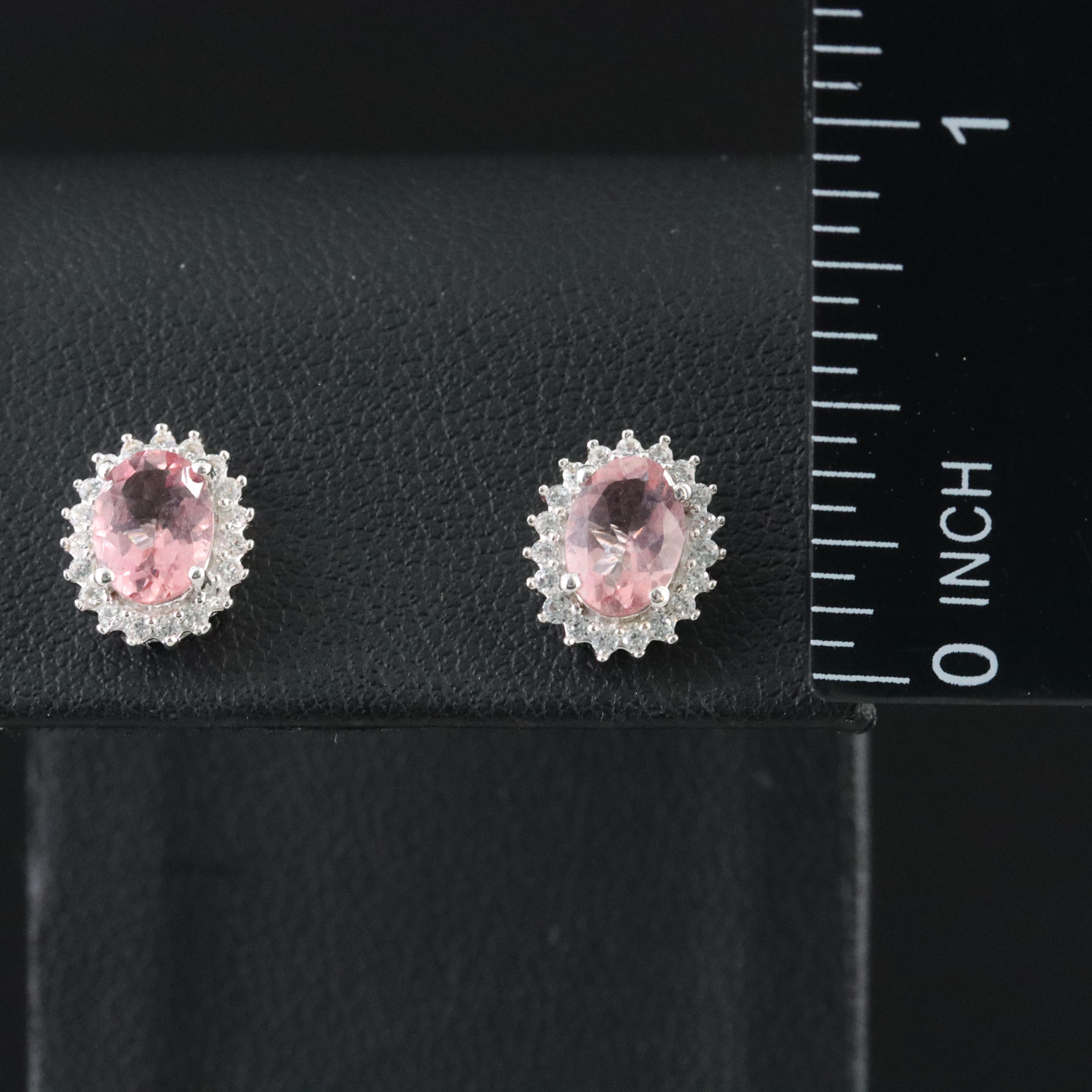 Sterling Morganite and White Sapphire Earrings