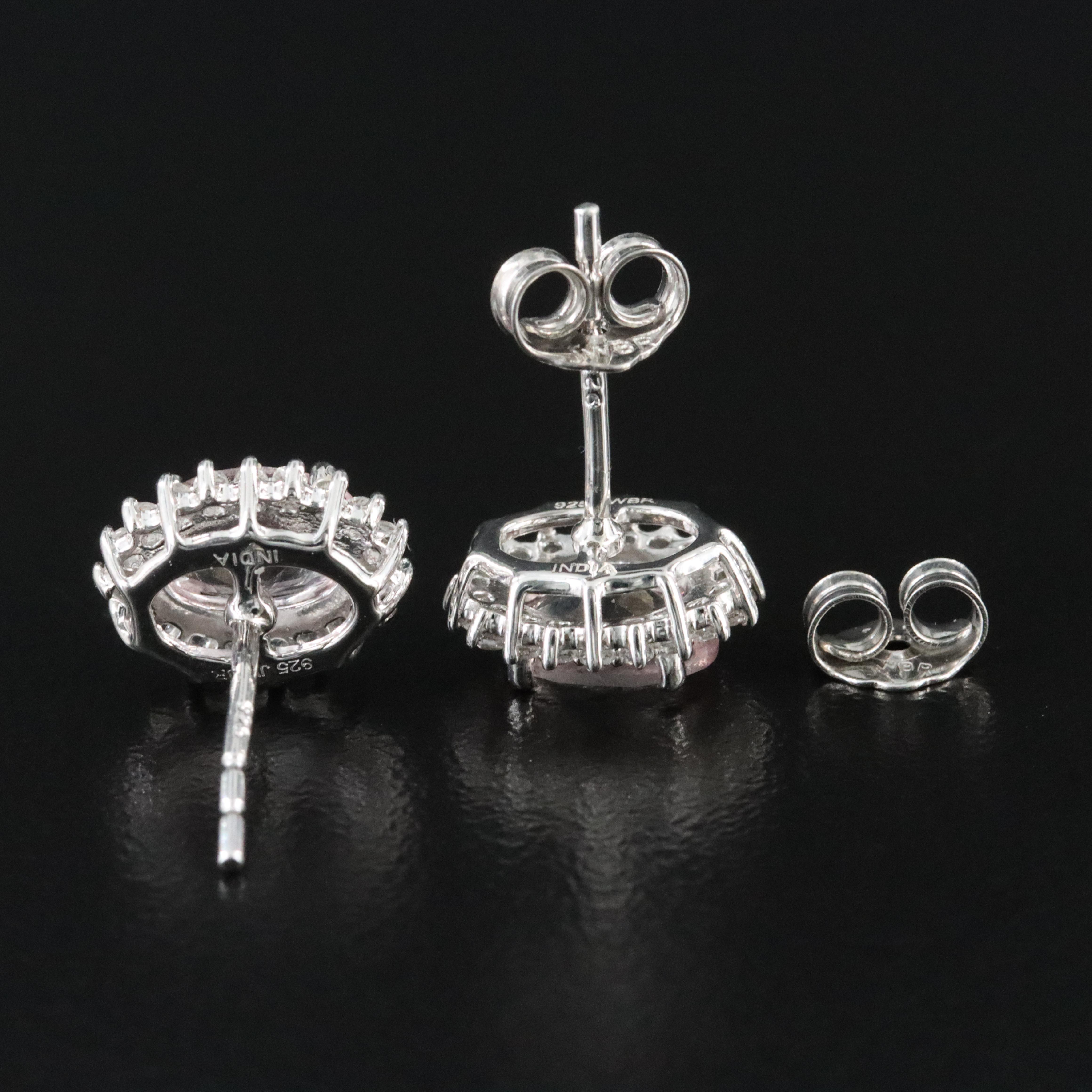 Sterling Morganite and White Sapphire Earrings