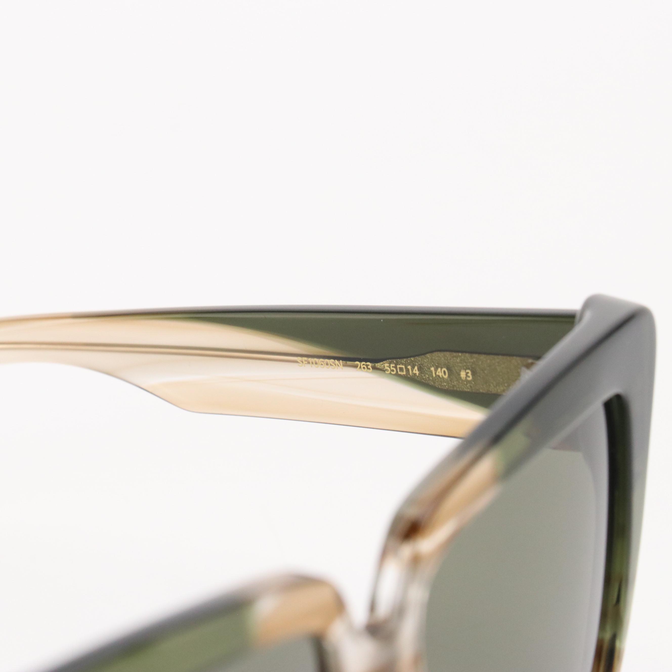 Salvatore Ferragamo SF1060SN Striped Honey Rectangular Sunglasses w/ Case & Box