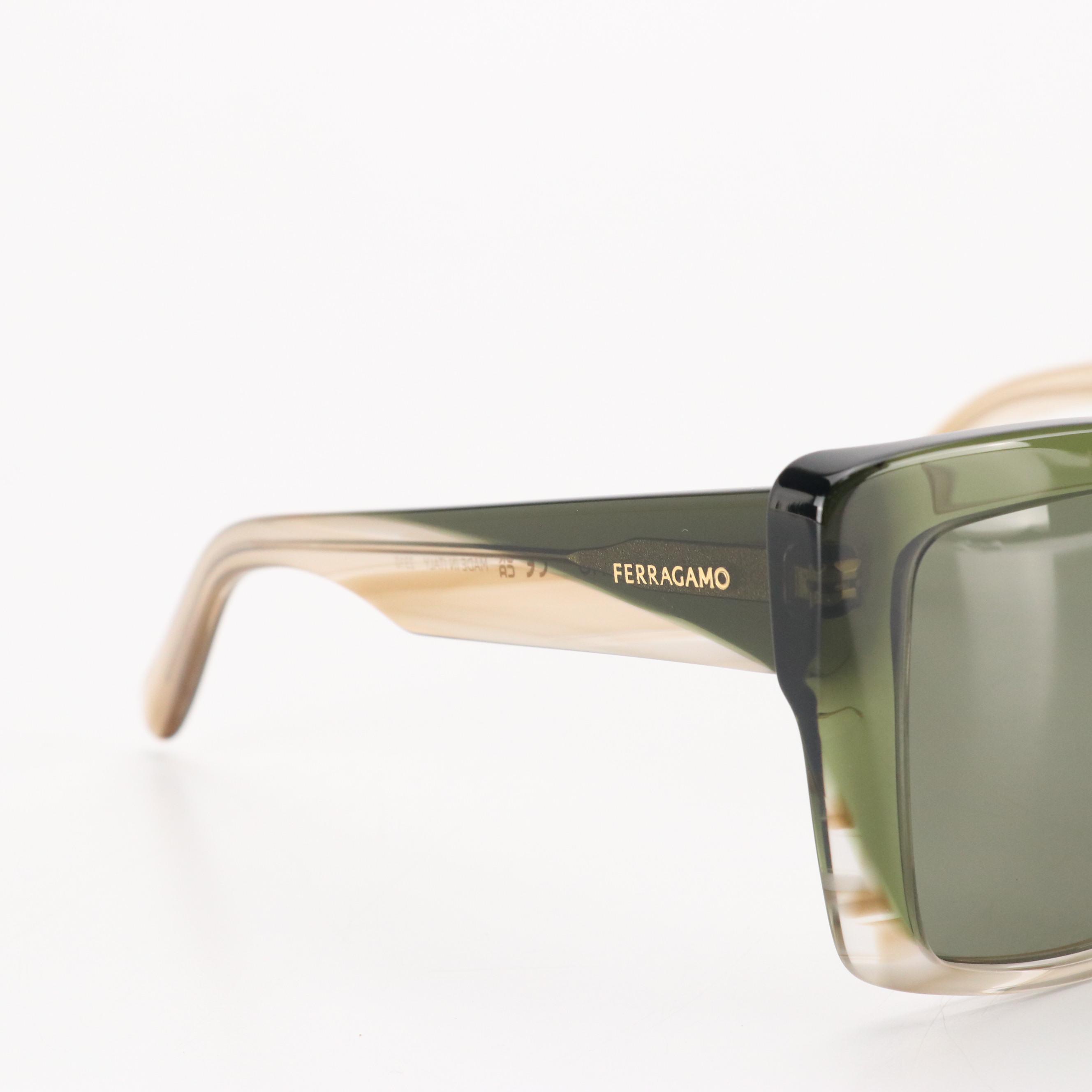 Salvatore Ferragamo SF1060SN Striped Honey Rectangular Sunglasses w/ Case & Box