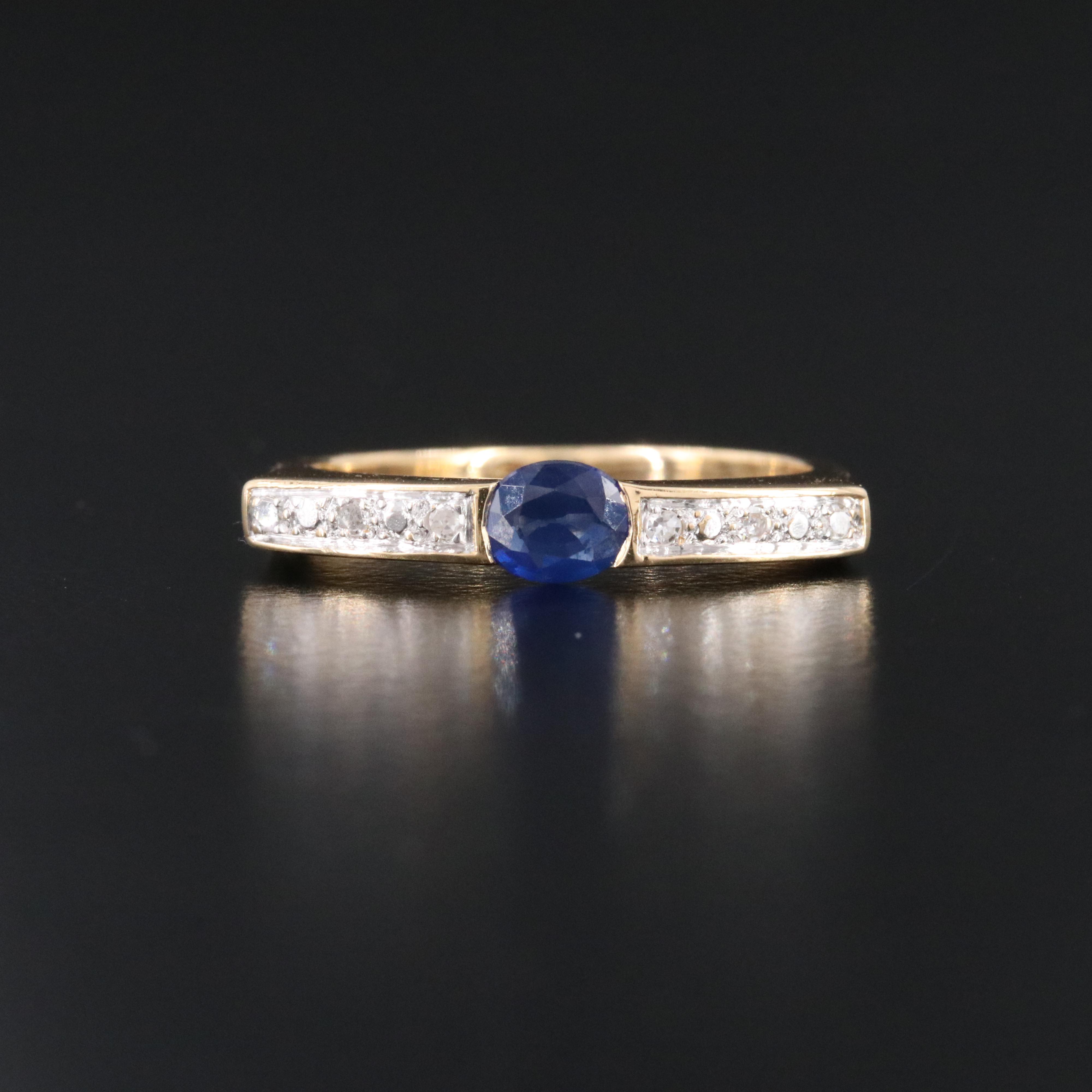 18K Sapphire and Diamond Bar Ring