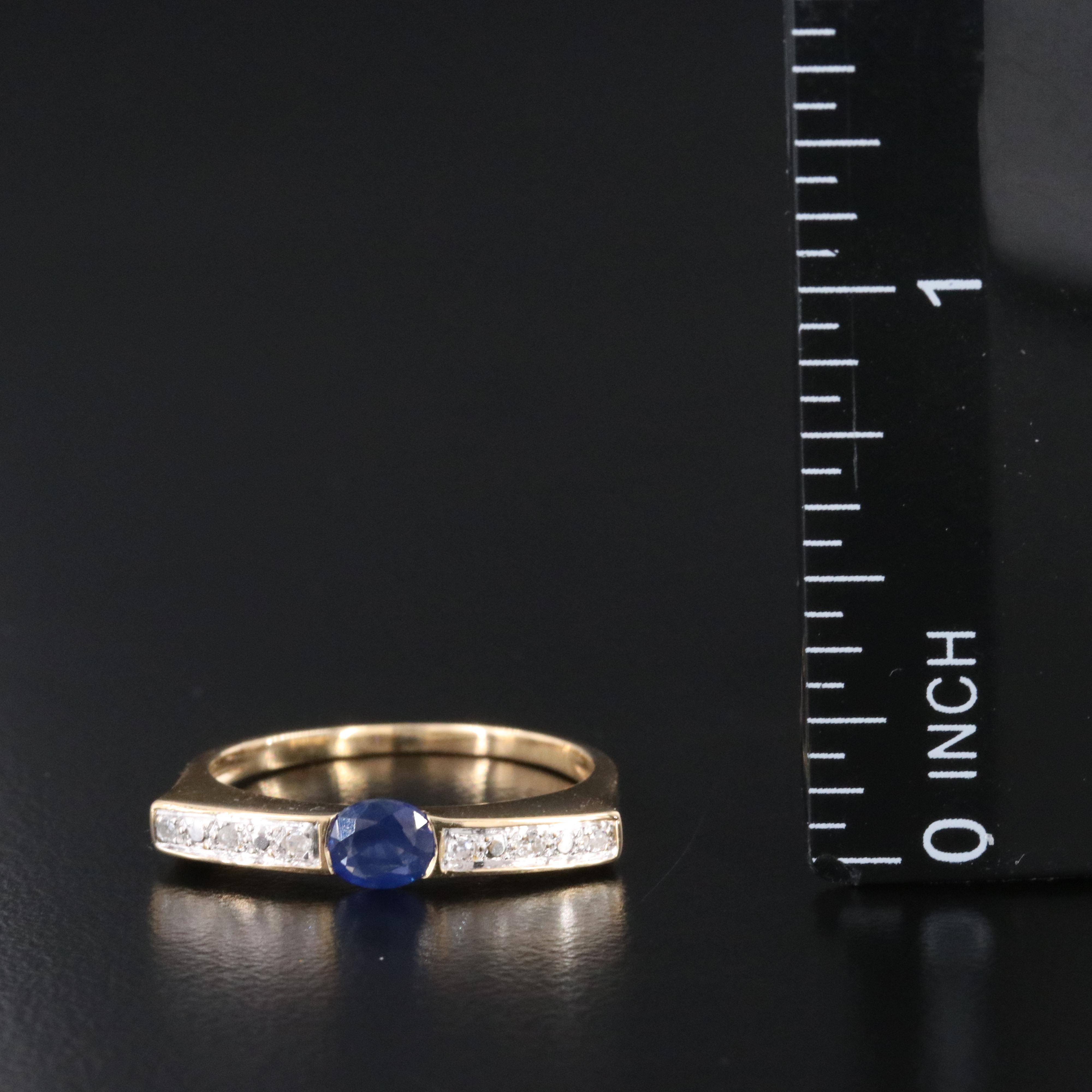 18K Sapphire and Diamond Bar Ring