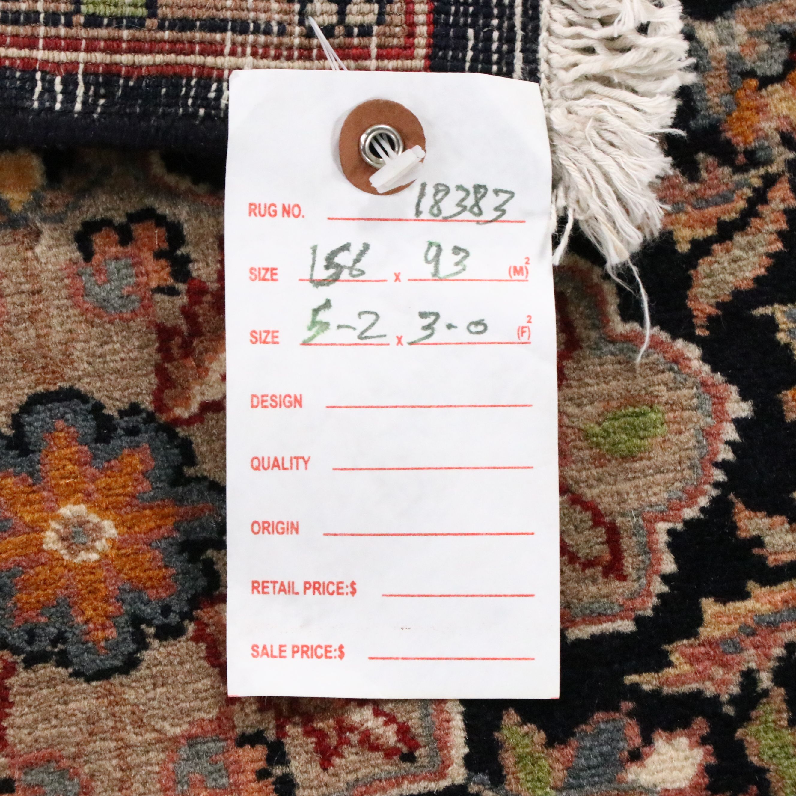 3' x 5'2 Hand-Knotted Persian Tabriz Area Rug