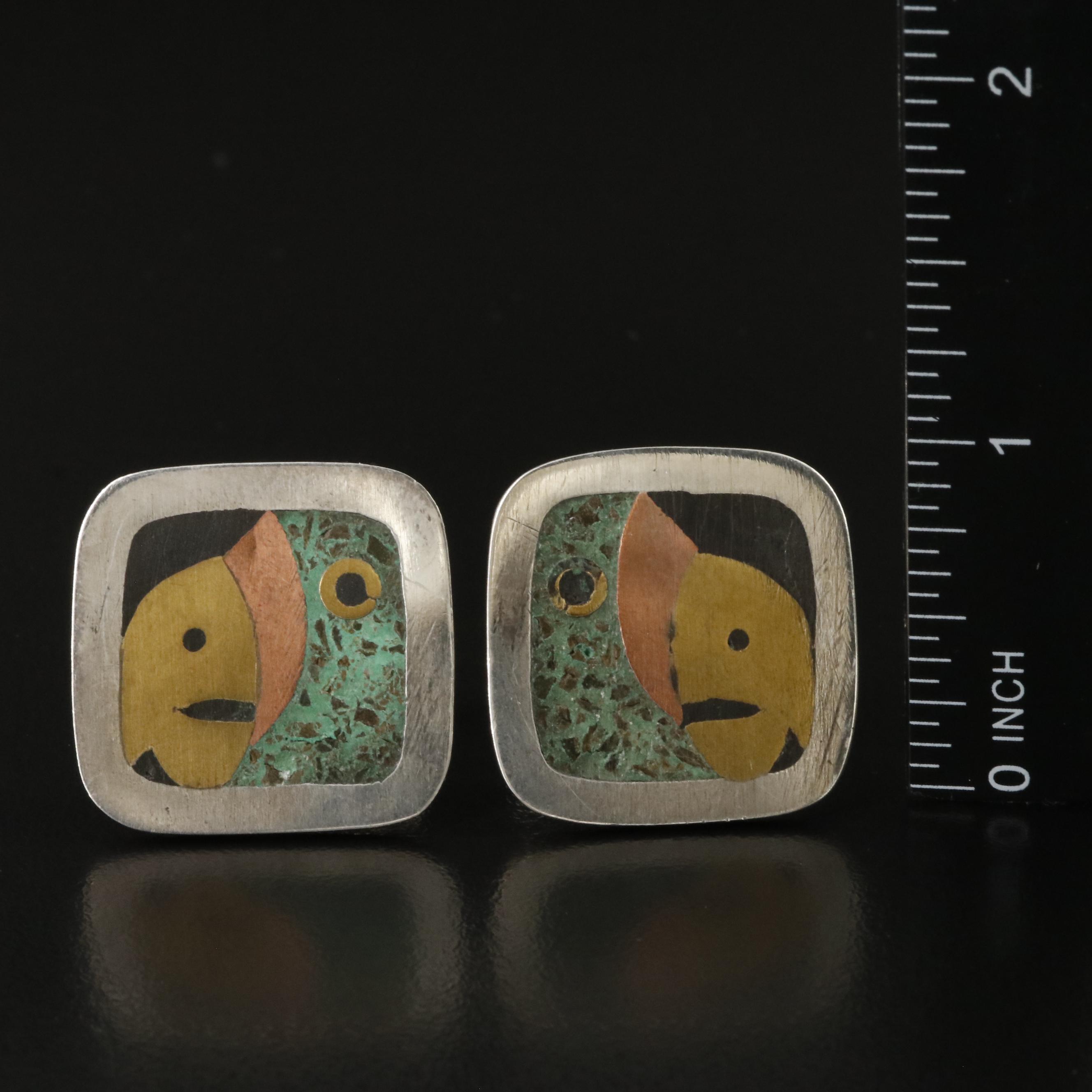 Vintage Sterling Cufflink Collection with Sheen Obsidian