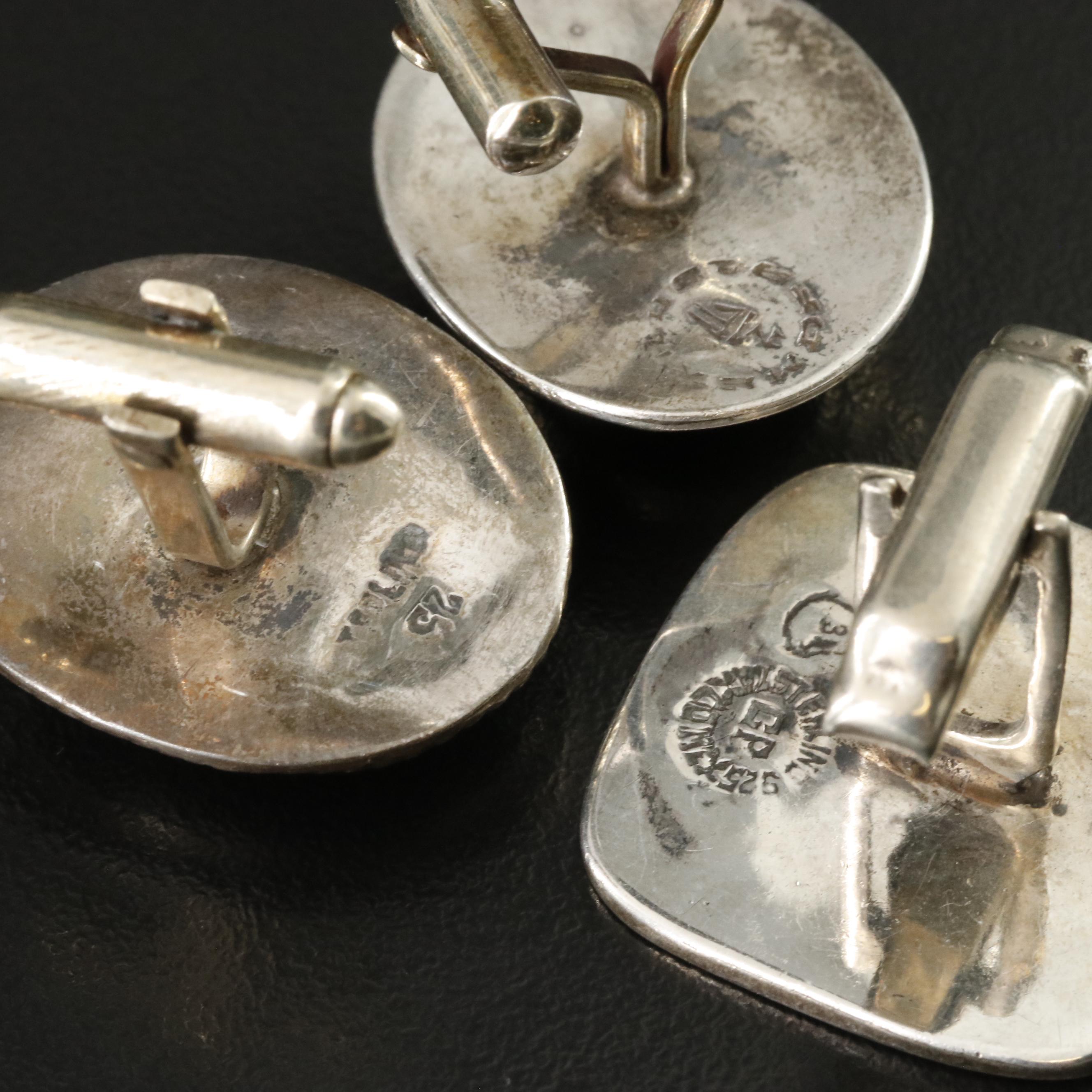 Vintage Sterling Cufflink Collection with Sheen Obsidian