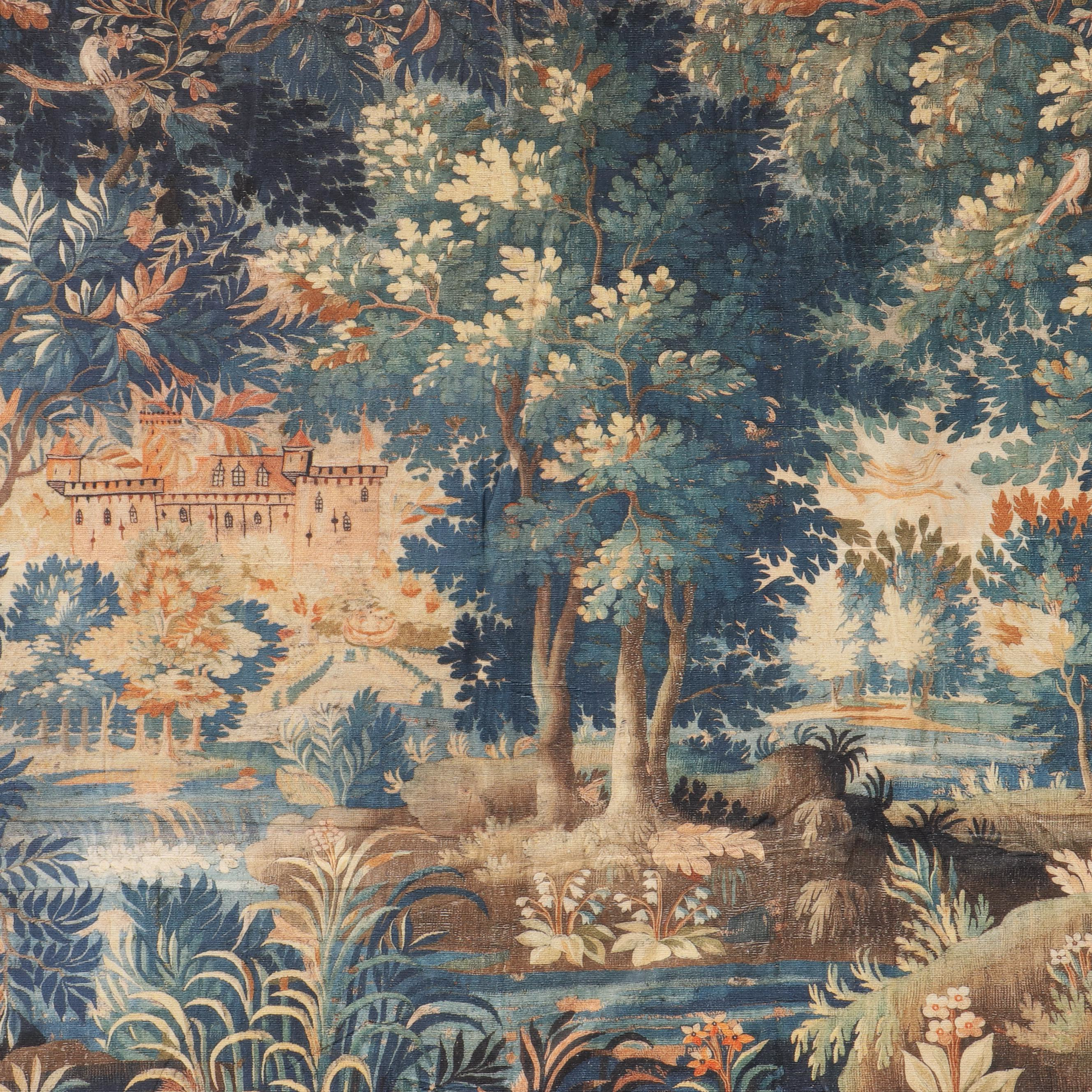 Machine Made Flemish Style Woven Verdure Tapestry, 20th Century